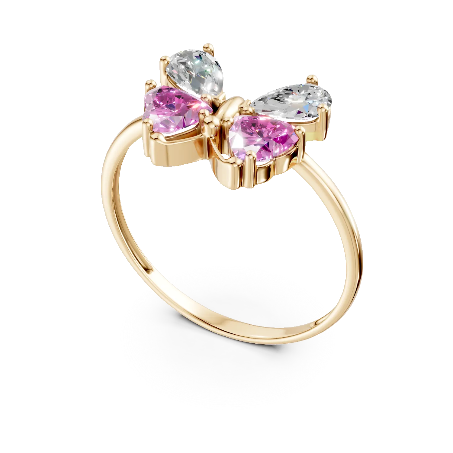 Yellow gold butterfly ring