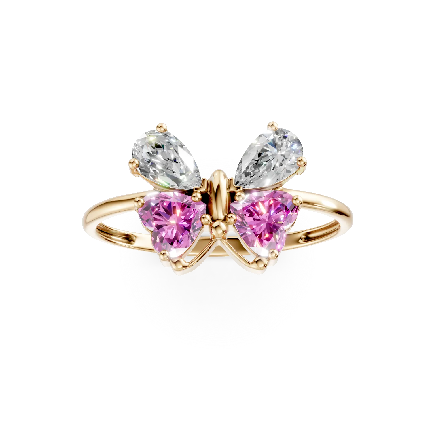 Yellow gold butterfly ring