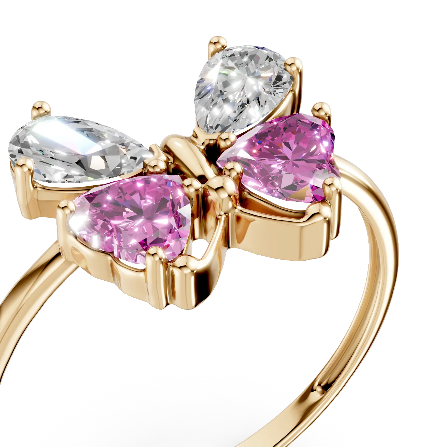 Yellow gold butterfly ring