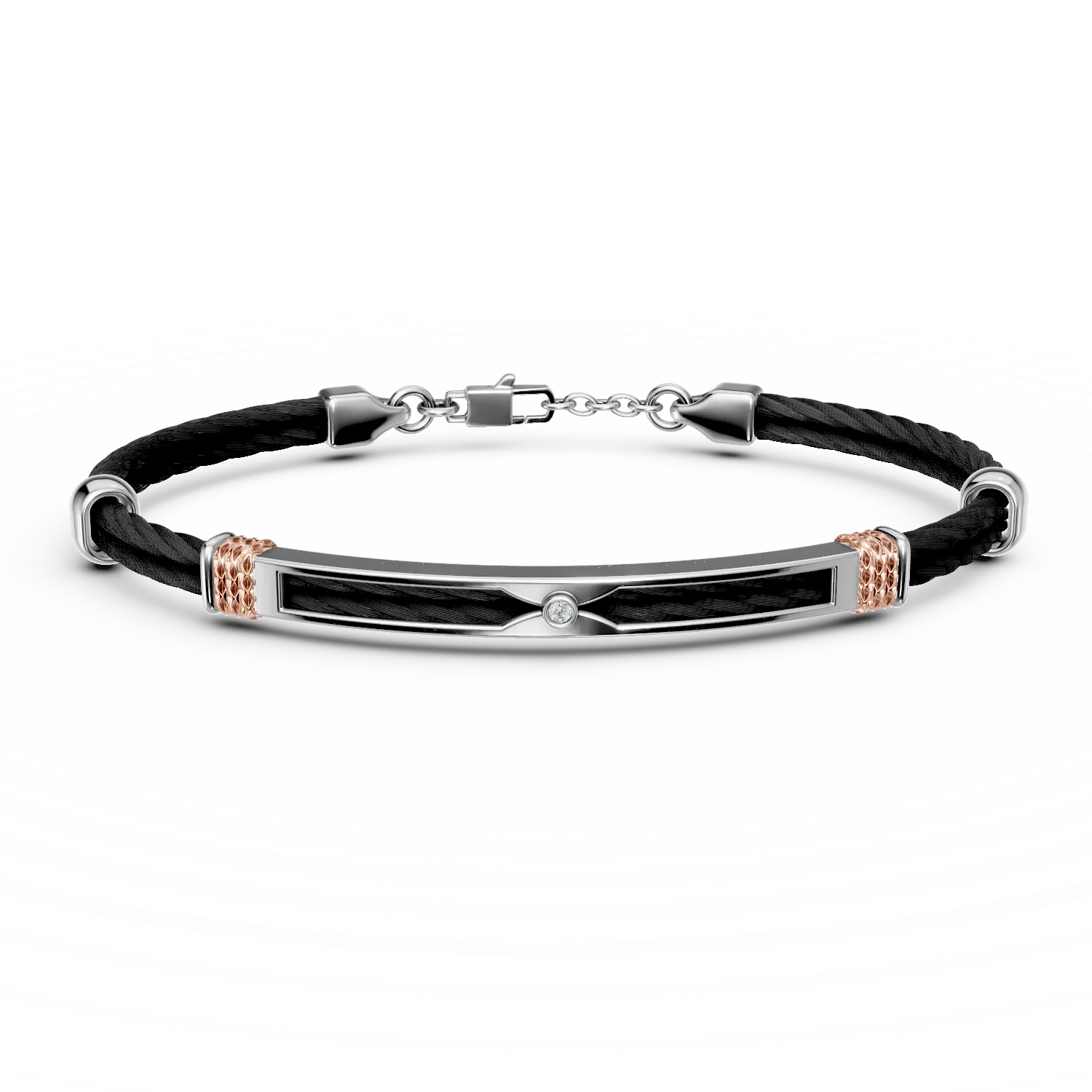 Steel men's bracelet with 0.015ct diamond-193637