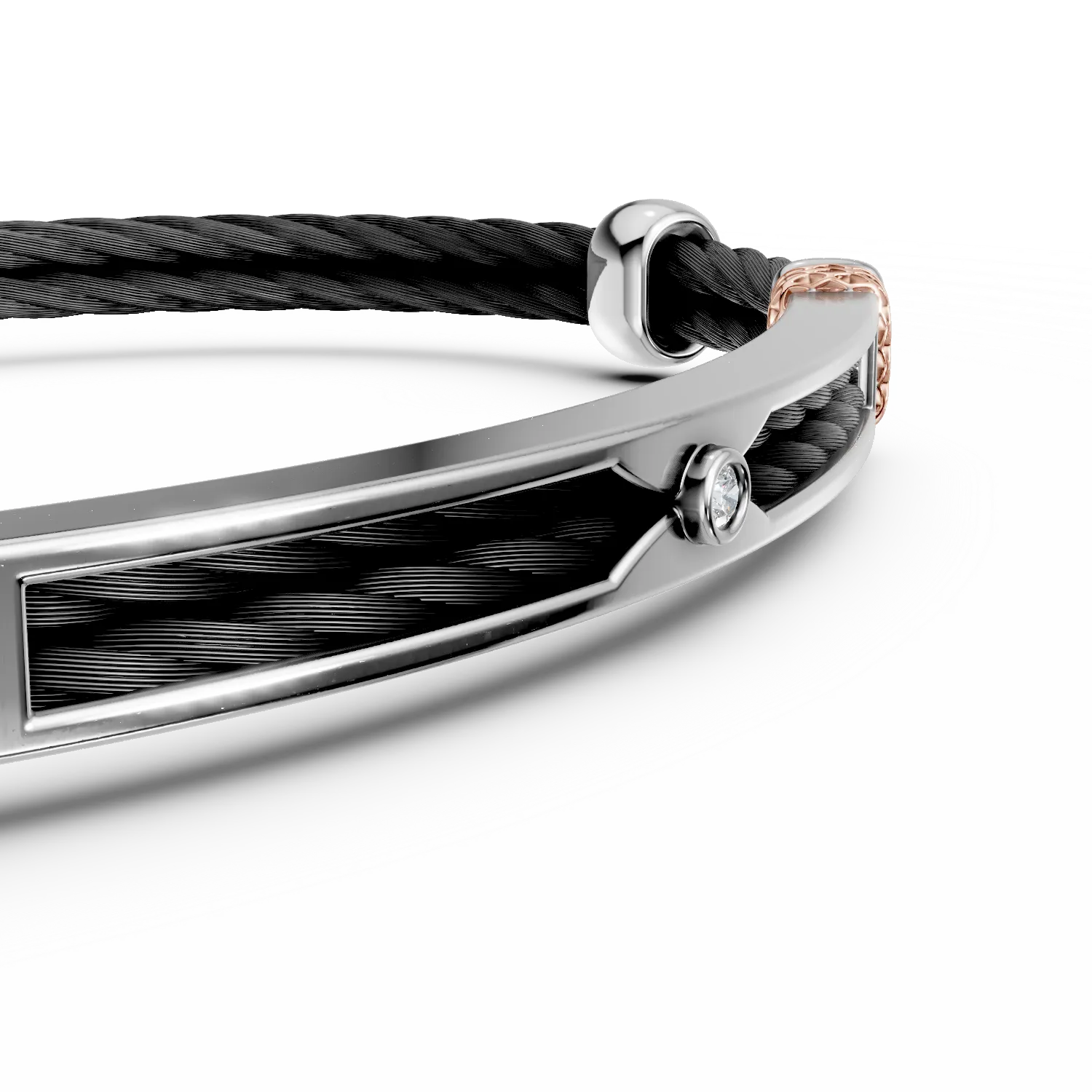 Steel men's bracelet with 0.015ct diamond