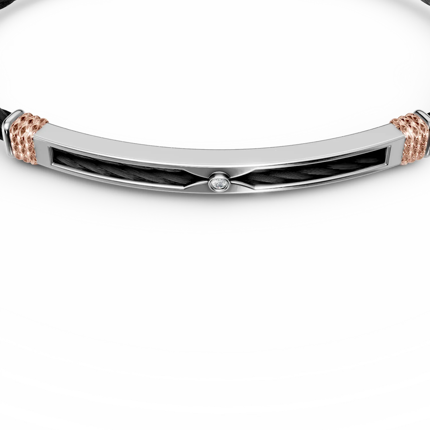 Steel men's bracelet with 0.015ct diamond