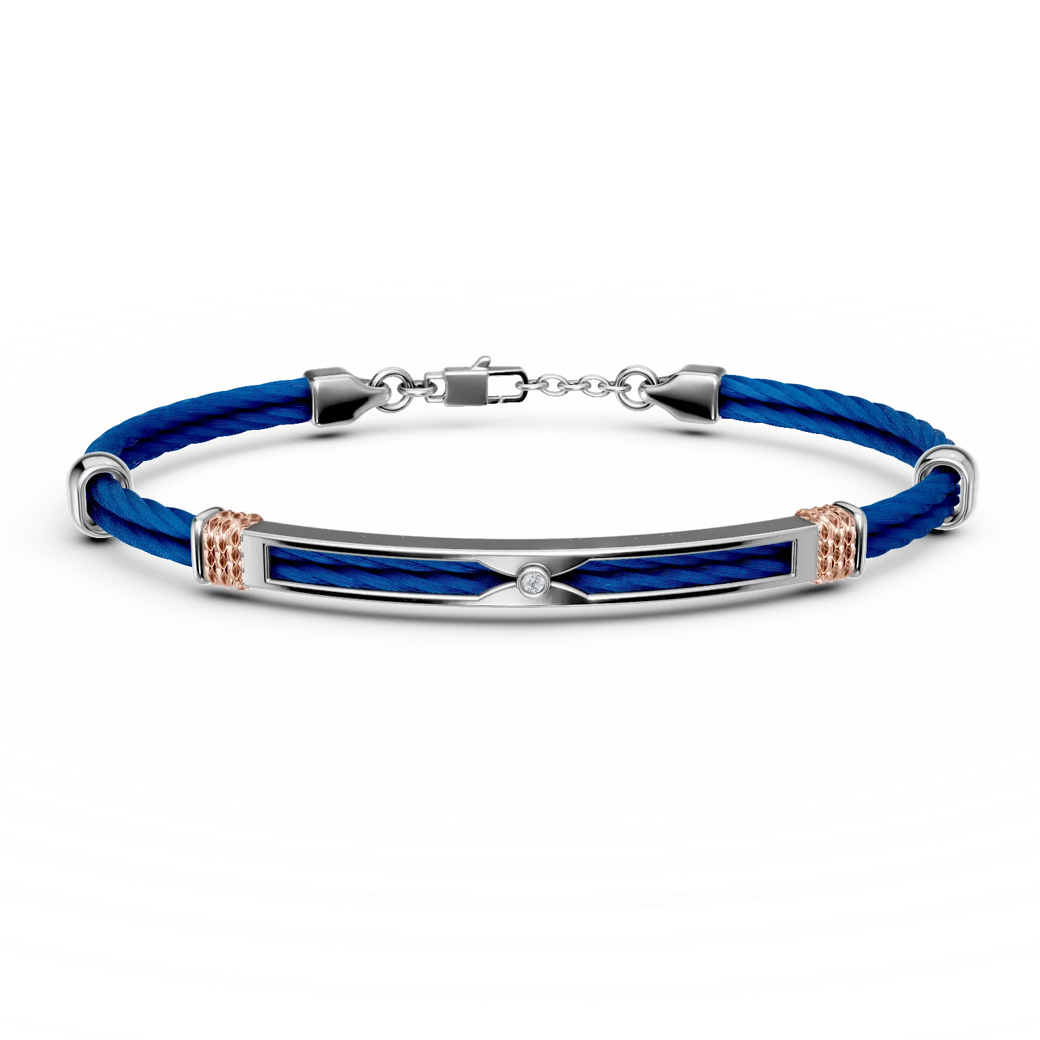 Steel men's bracelet with 0.015ct diamond-193649
