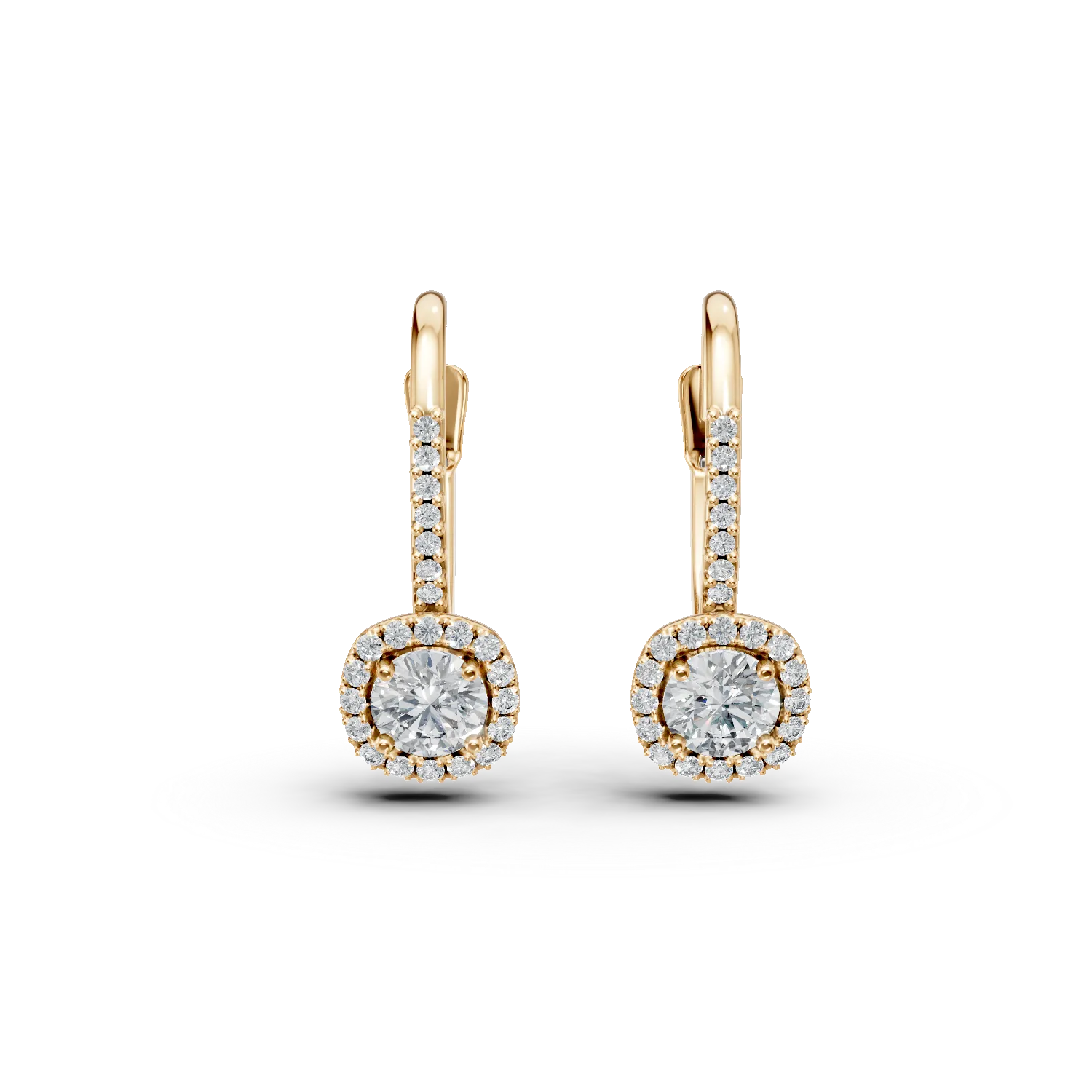 Yellow gold on-ear earrings with zirconia