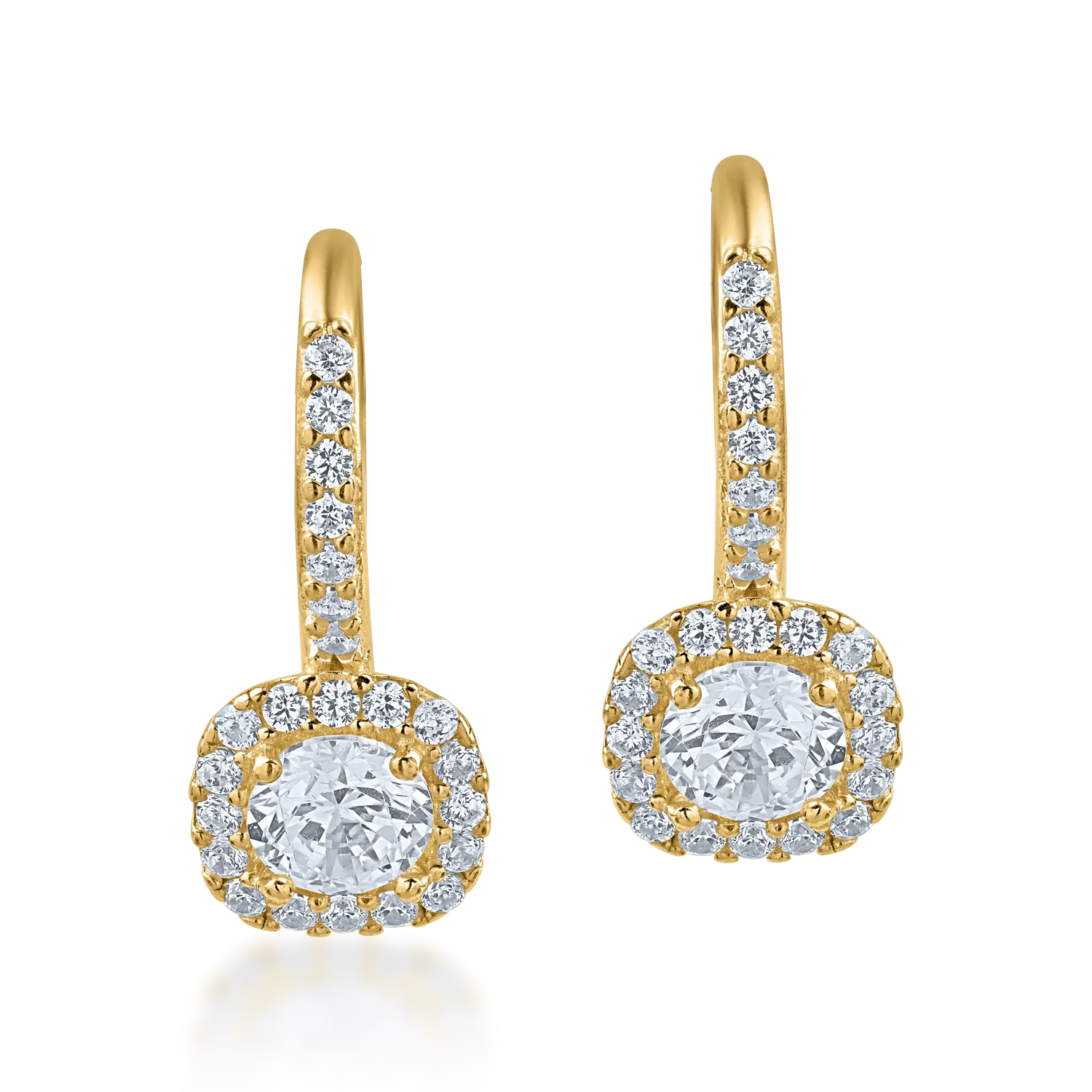 Yellow gold on-ear earrings with zirconia