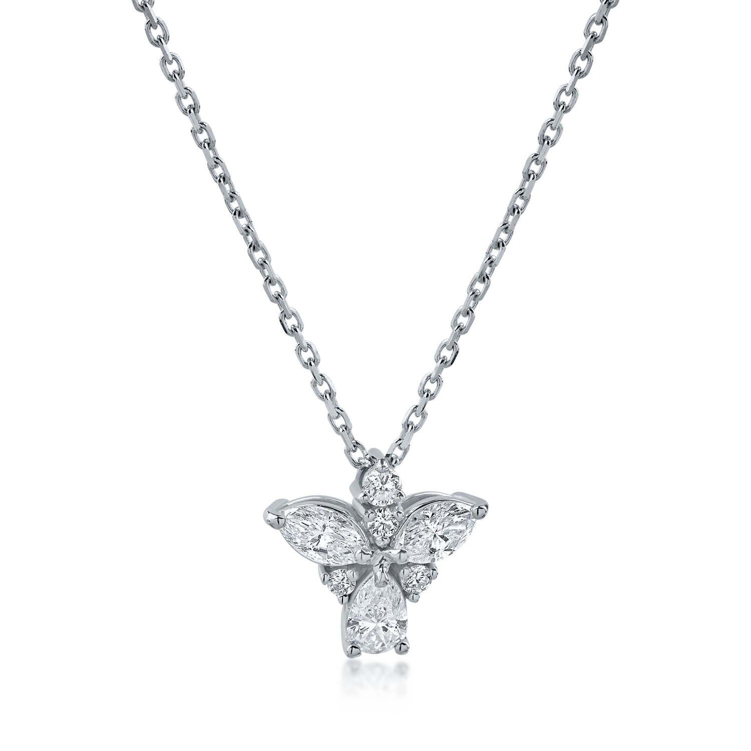 Teilor Lant cu pandantiv fluture din aur alb cu diamante de 0.51ct