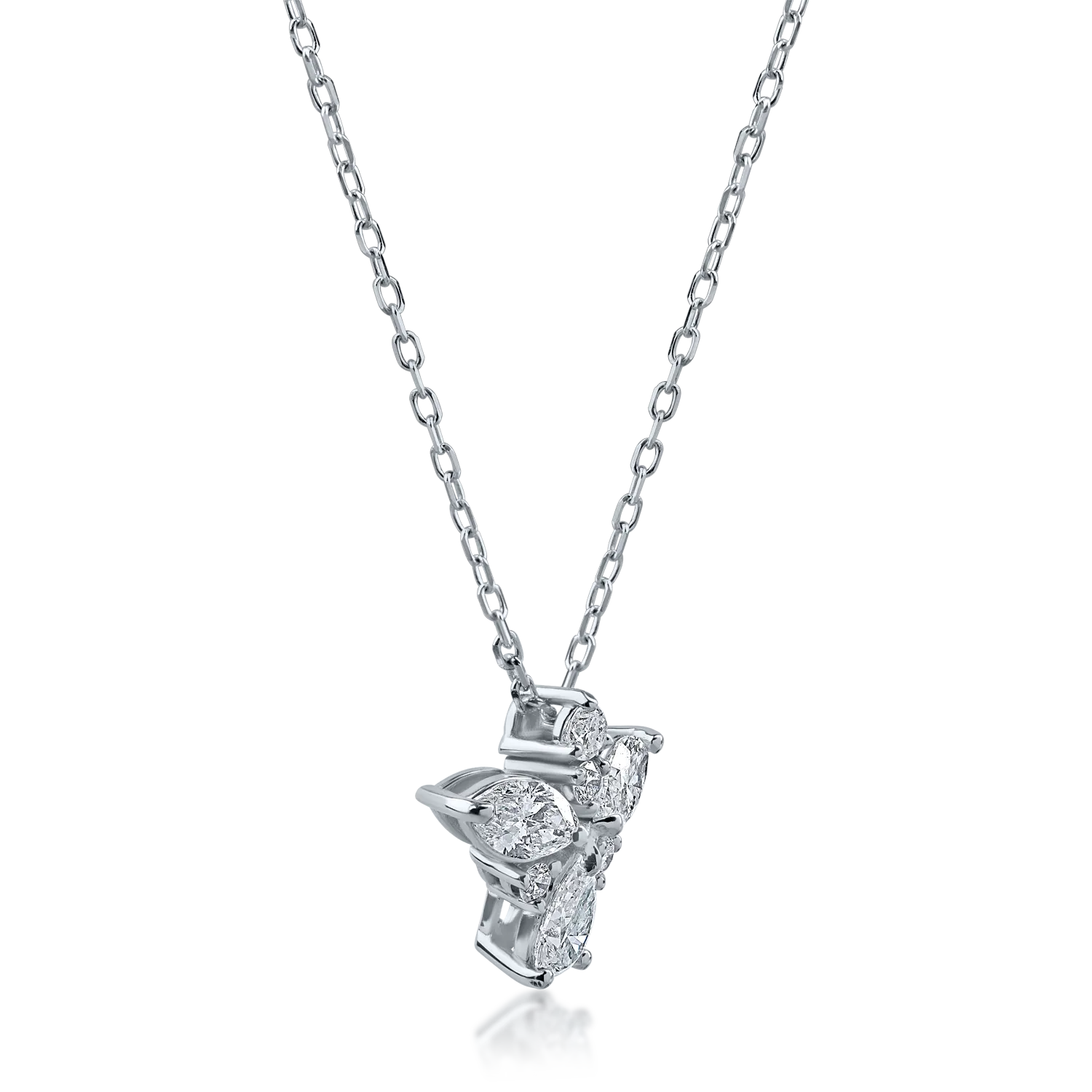 Lant cu pandantiv fluture din aur alb cu diamante de 0.51ct