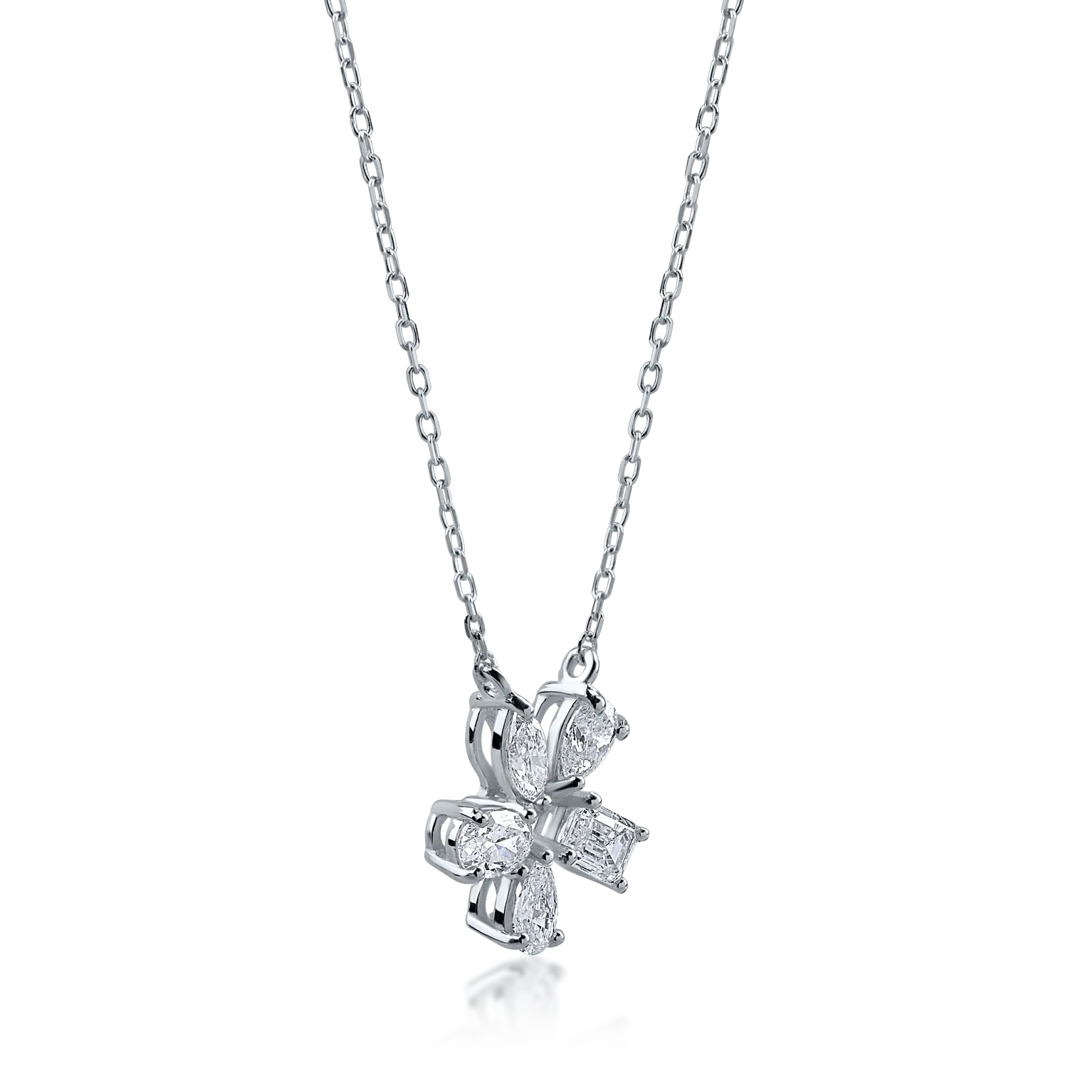 White gold flower pendant necklace with 0.61ct diamonds