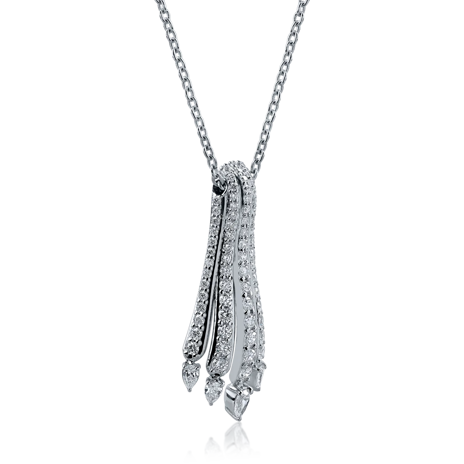 Lant cu pandantiv din aur alb cu diamante de 1.31ct - imagine 2
