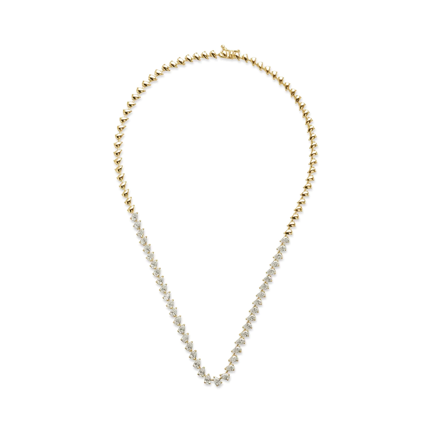 Yellow gold tennis necklace with 6.58ct diamonds