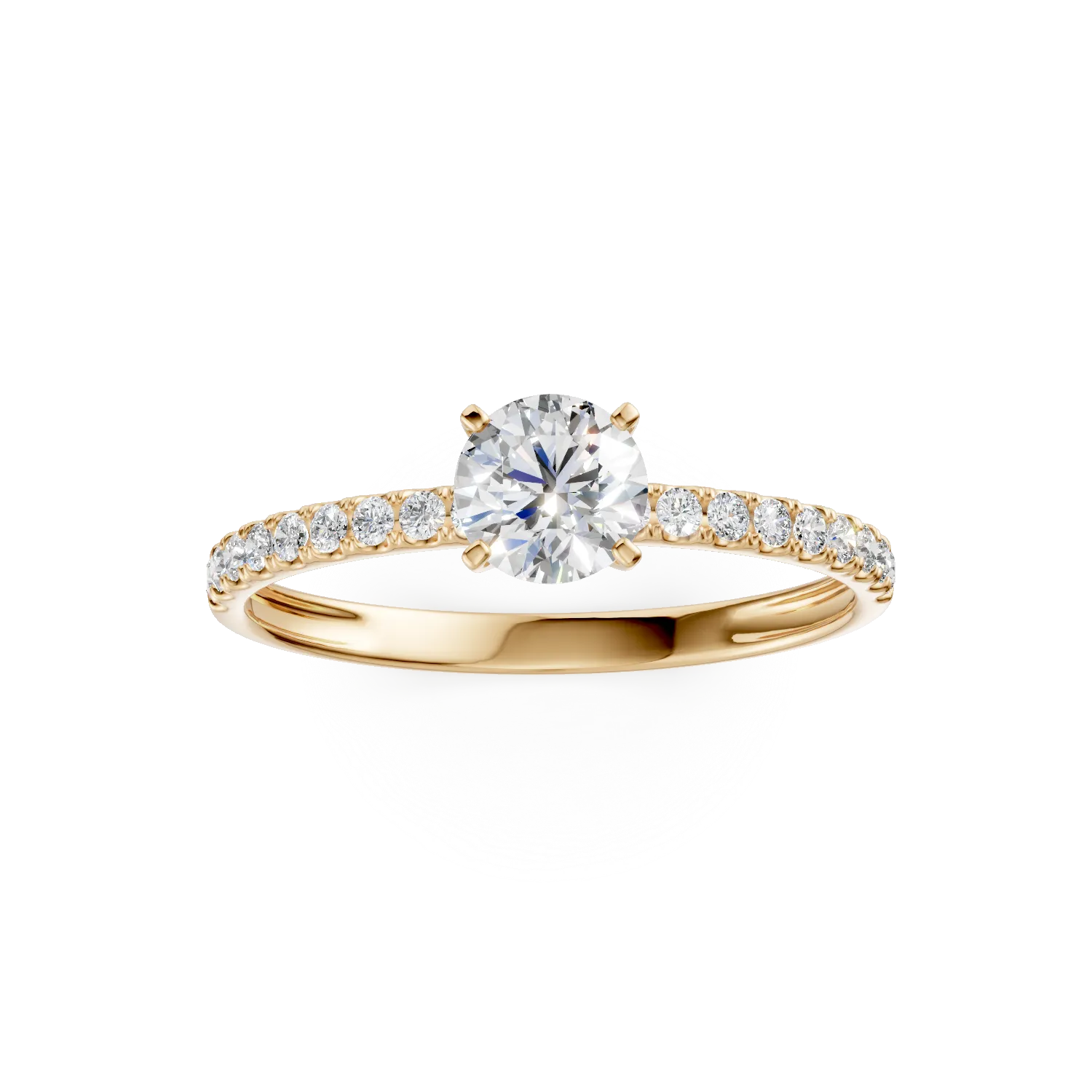 Inel de logodna solitaire pave din aur galben cu zirconia