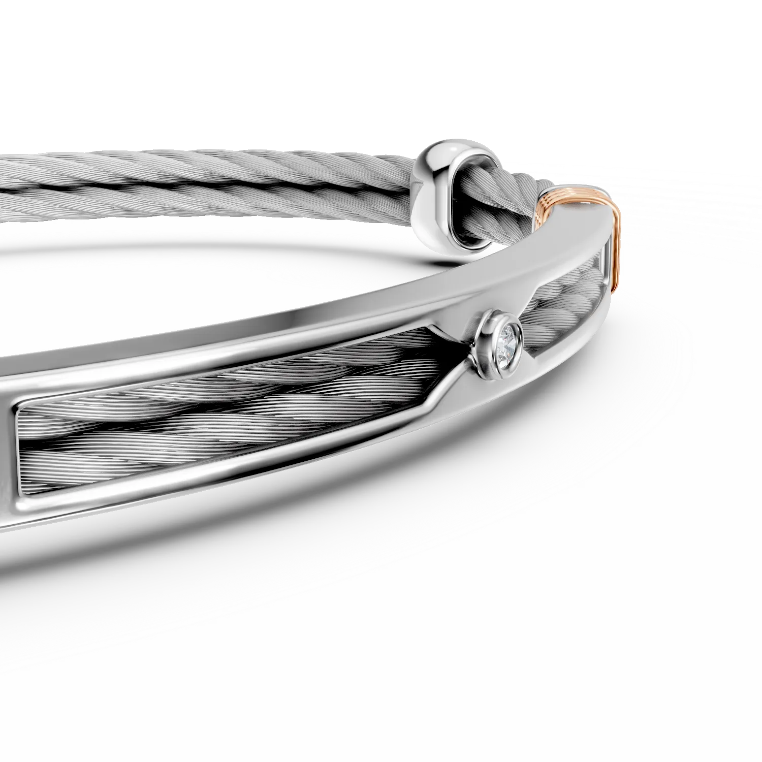 Steel men's bracelet with 0.015ct diamond