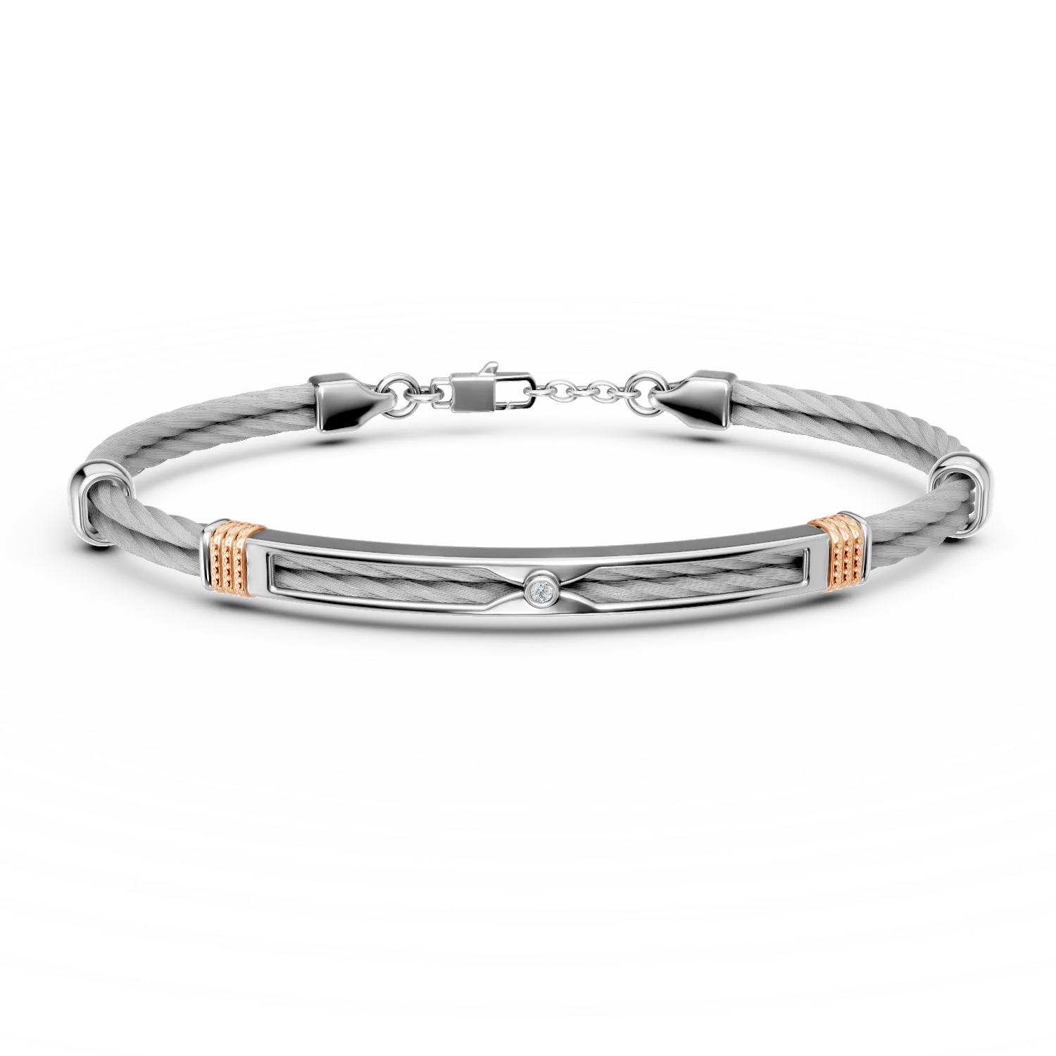 Acél férfi karkötő 0.015ct gyémánttal