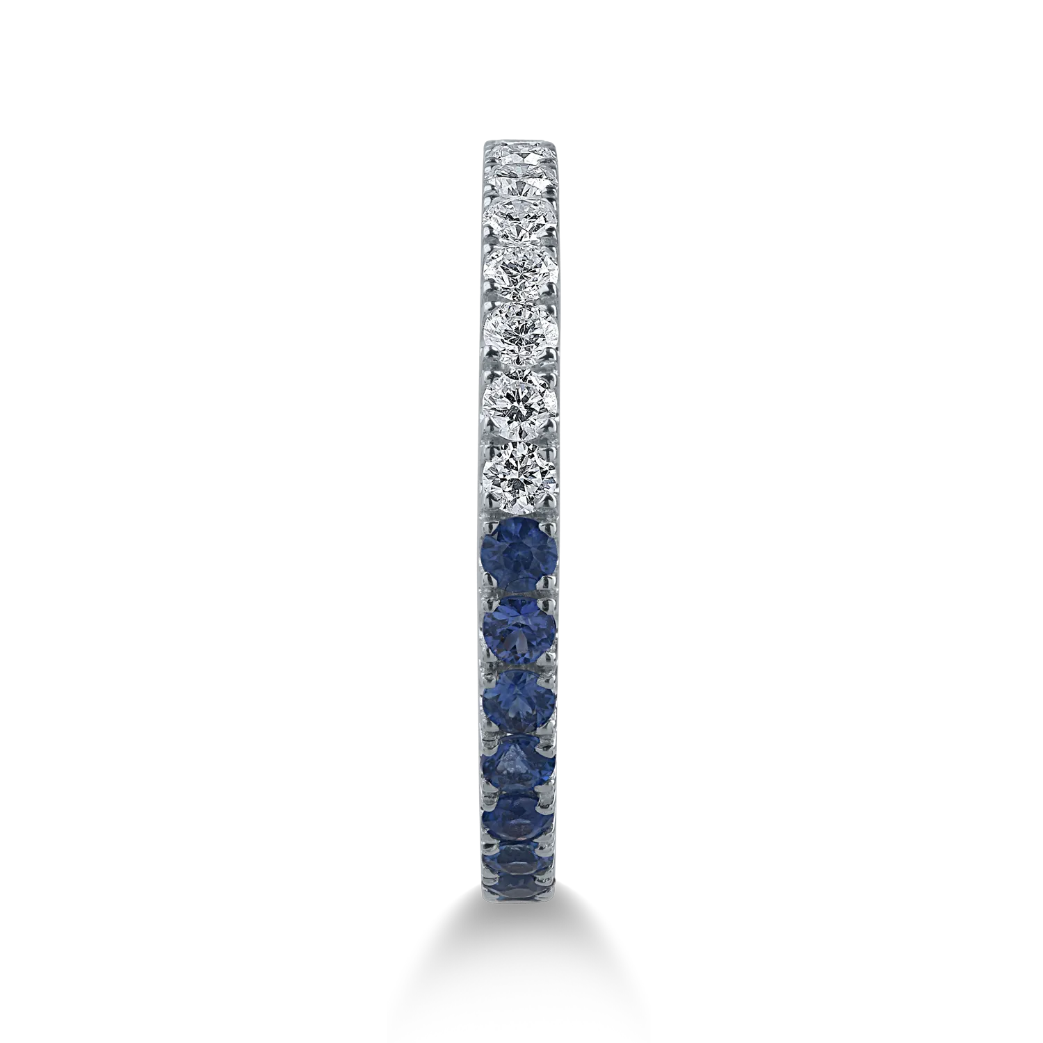 Inel semi eternity din aur alb cu safire de 0.3ct si diamante de 0.2ct - imagine 2