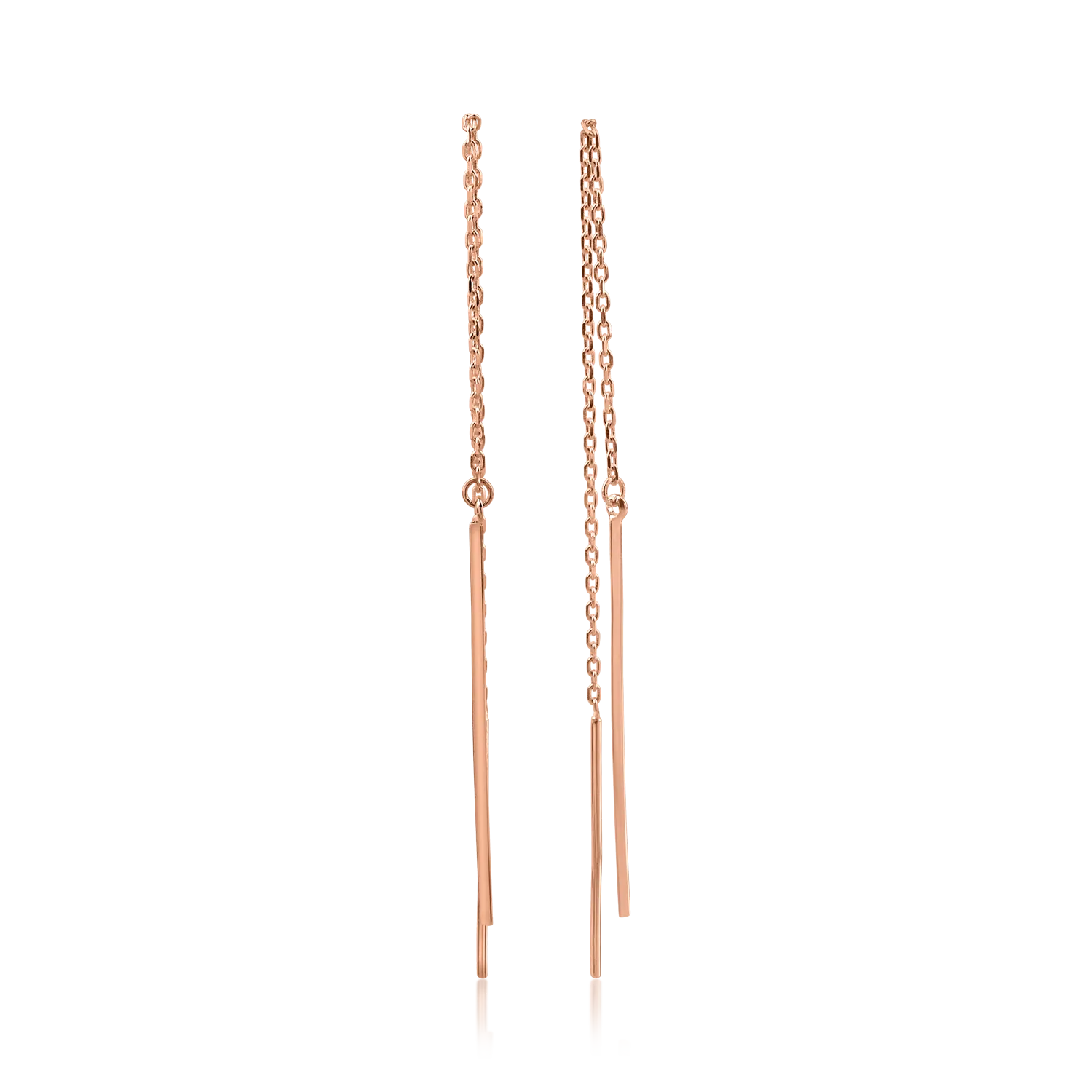 Дълги обеци от розово злато