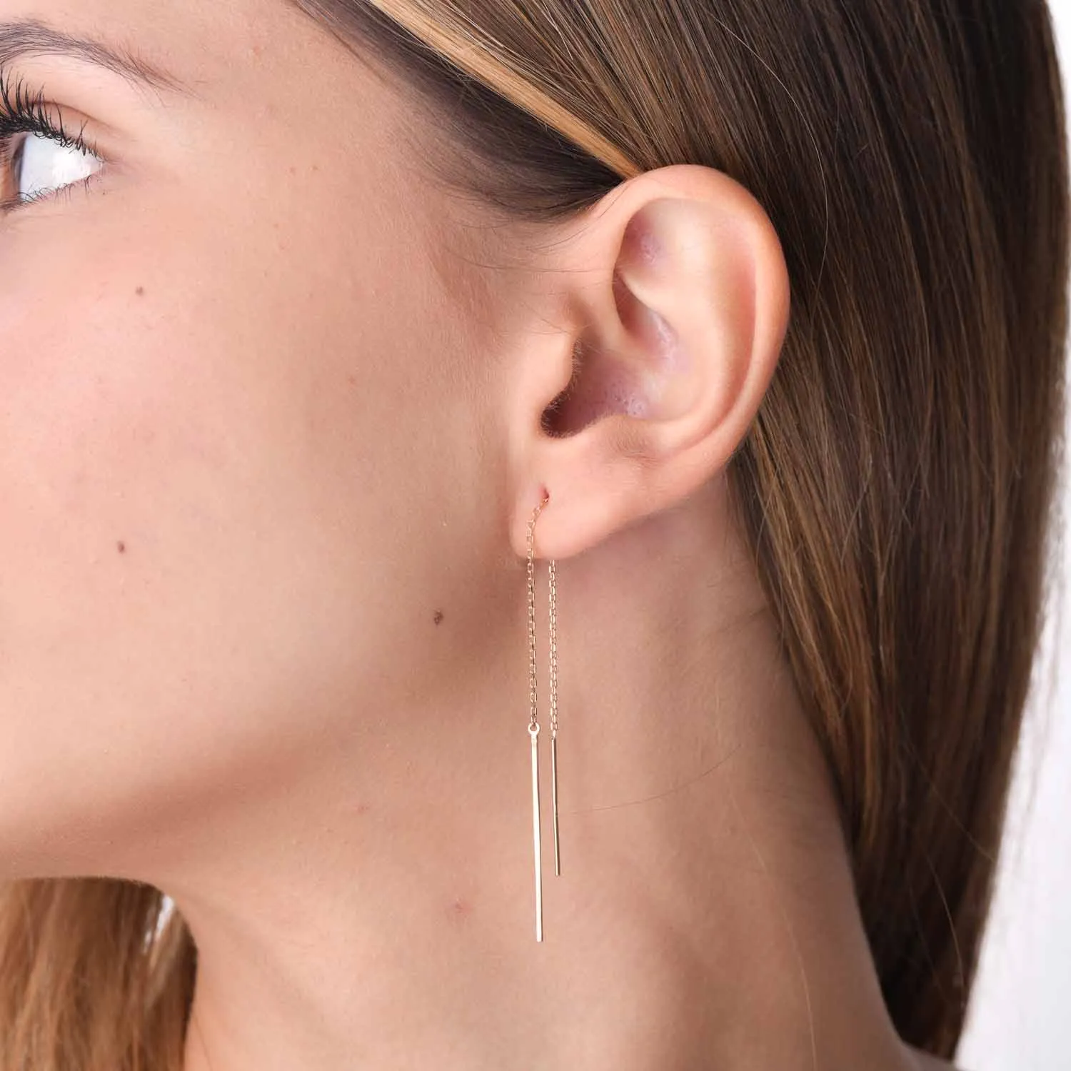 Rose gold long earrings