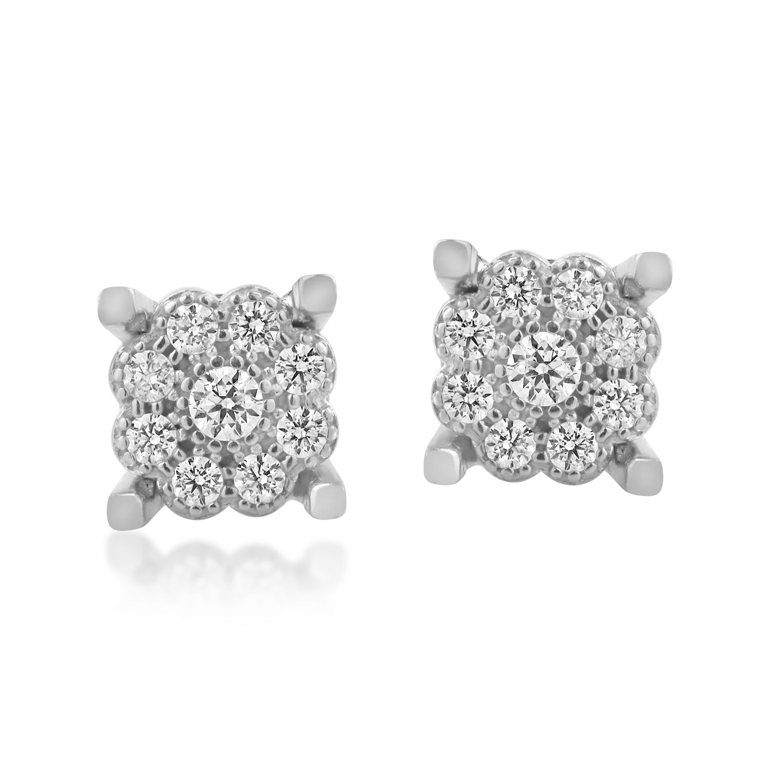 White gold flower earrings with zirconia