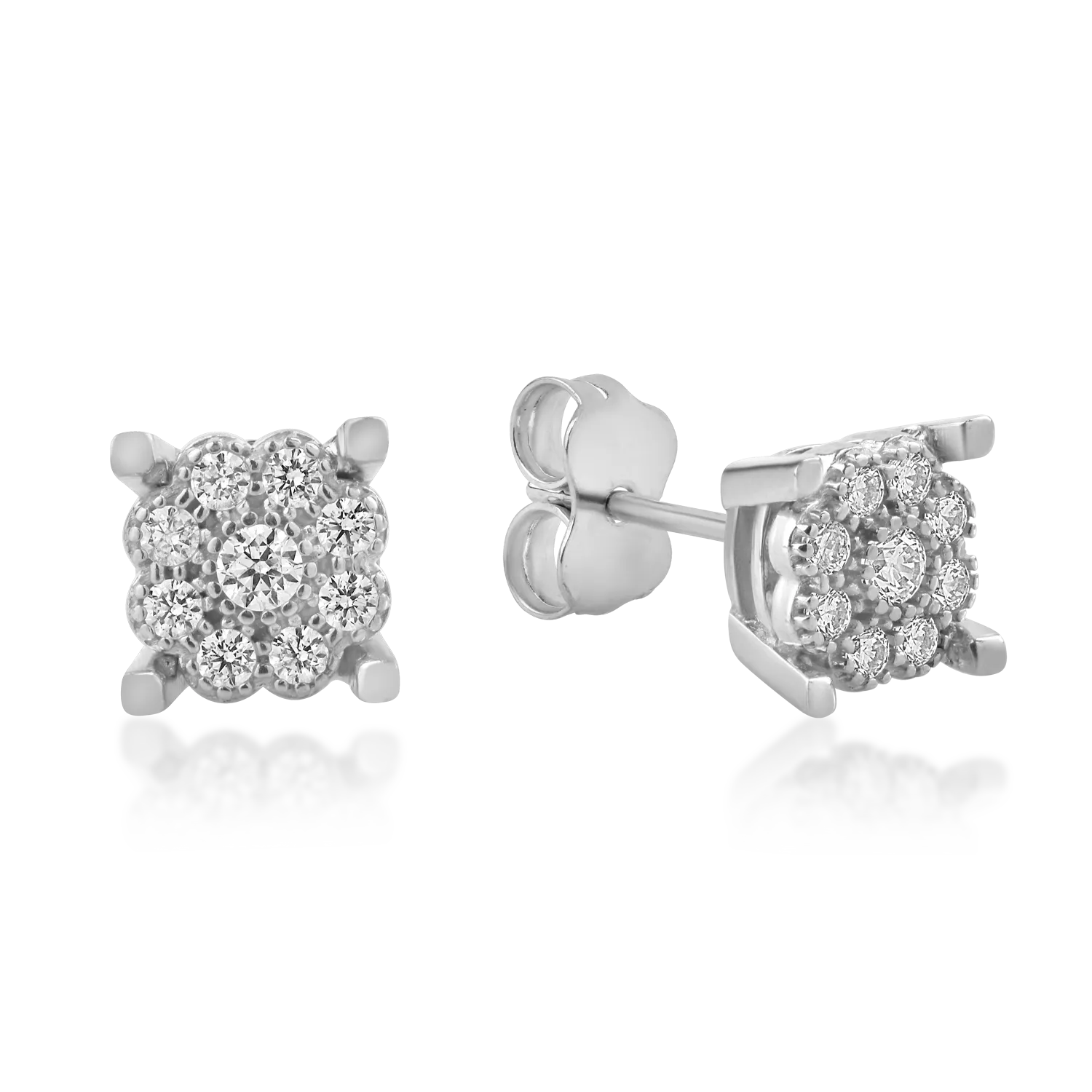 White gold flower earrings with zirconia