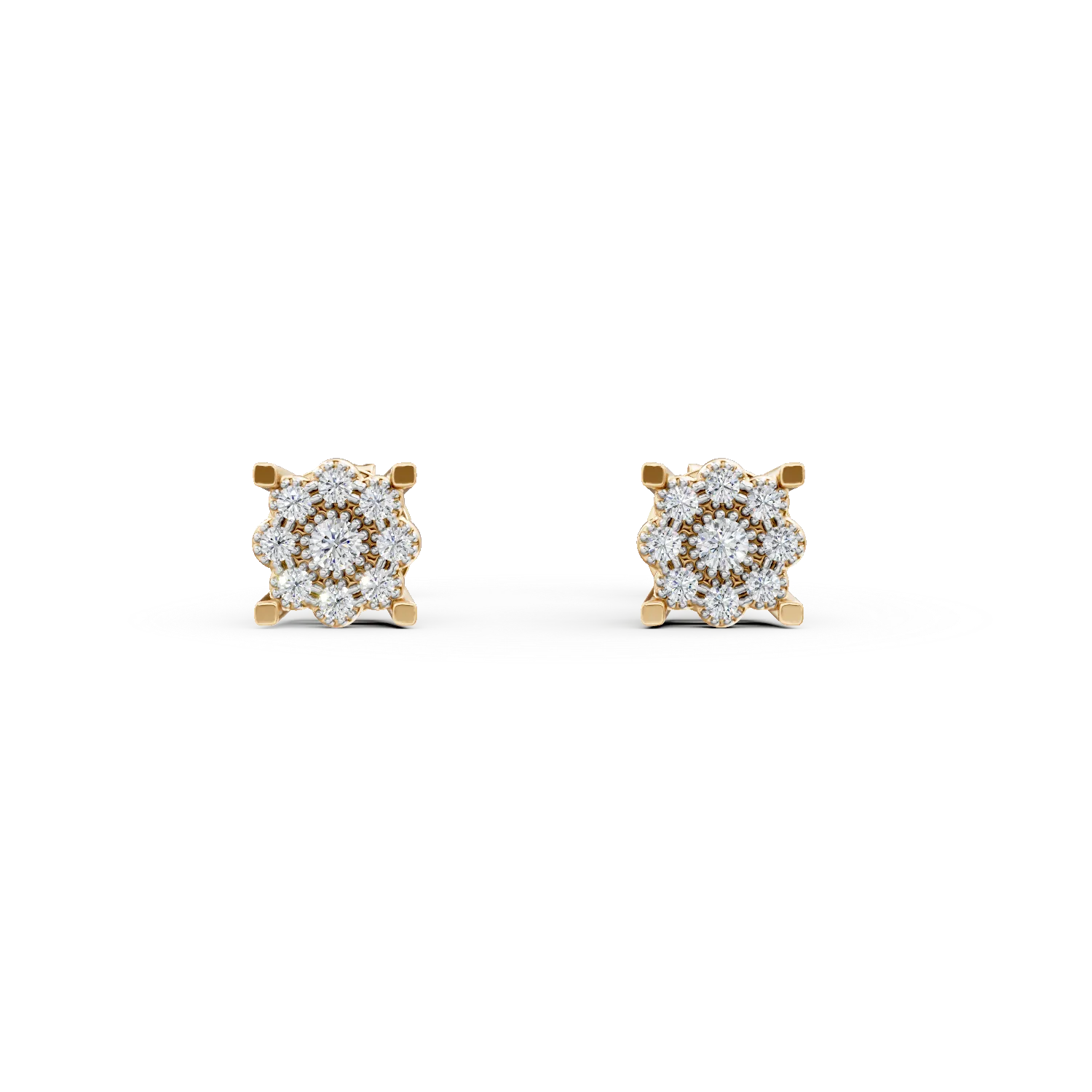 Cercei stud din aur alb-galben cu zirconii-167466