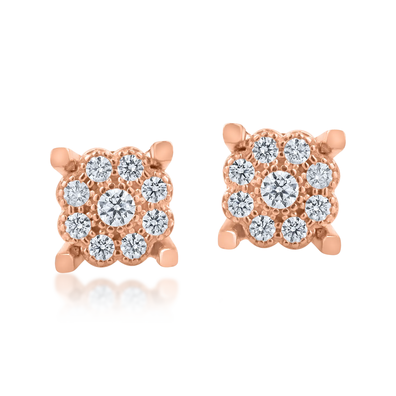 Rose gold flower earrings with zirconia