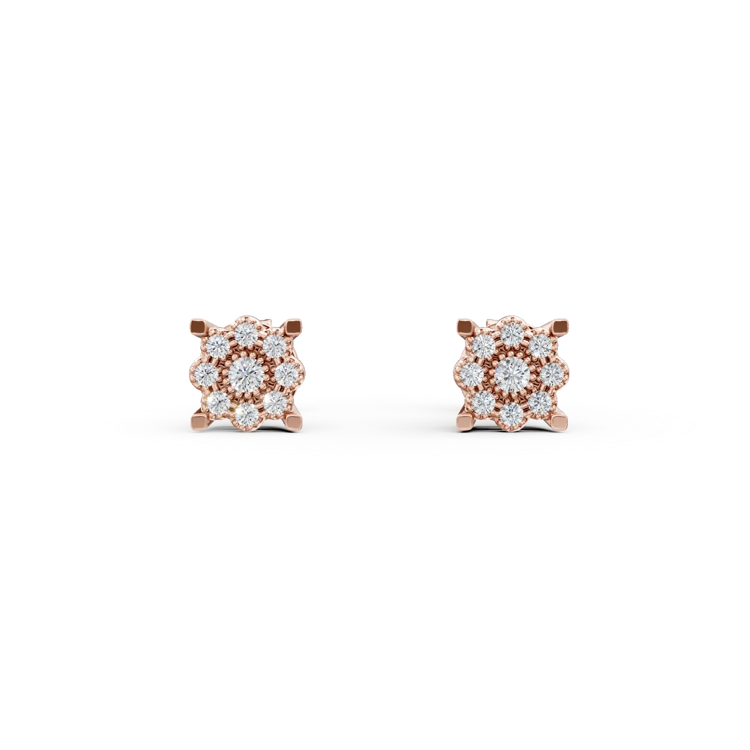 Rose gold flower earrings with zirconia