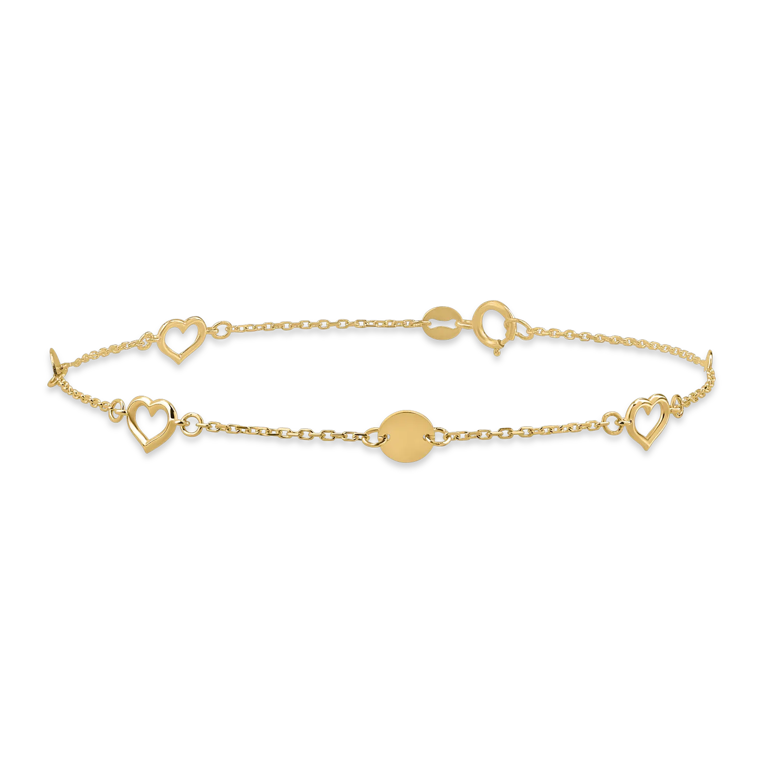 Yellow gold heart bracelet