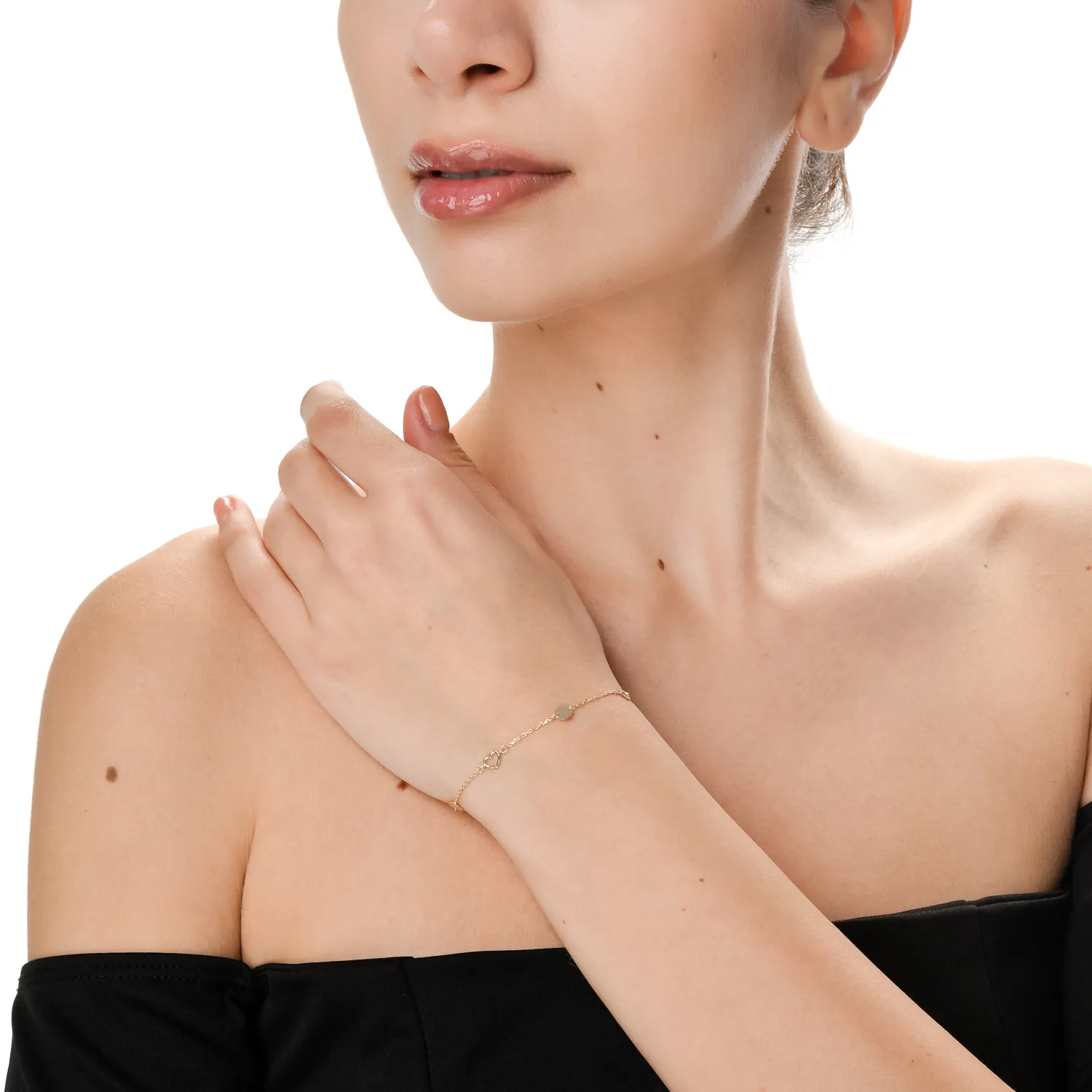 Sárga arany szívű karkötő