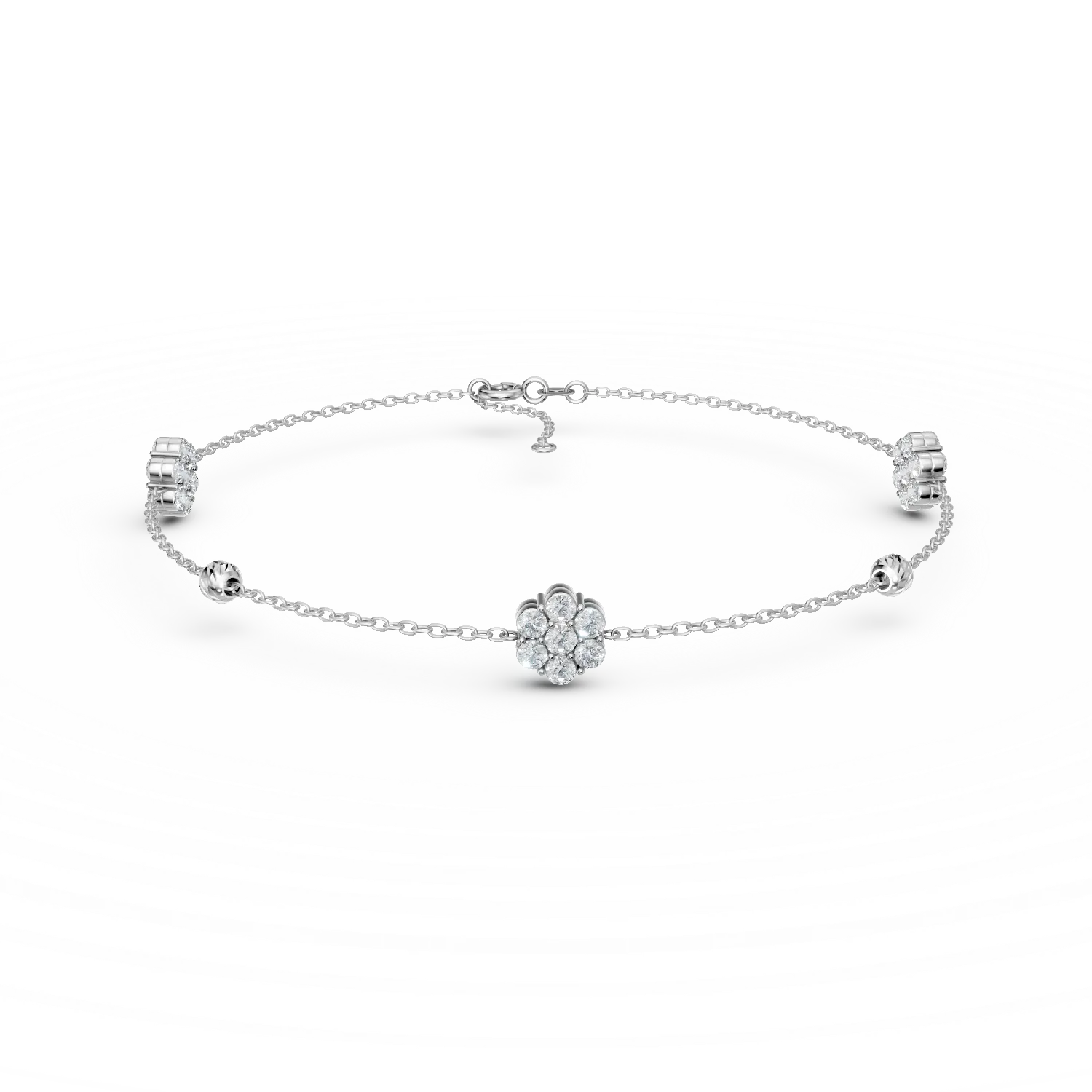 White gold charms bracelet