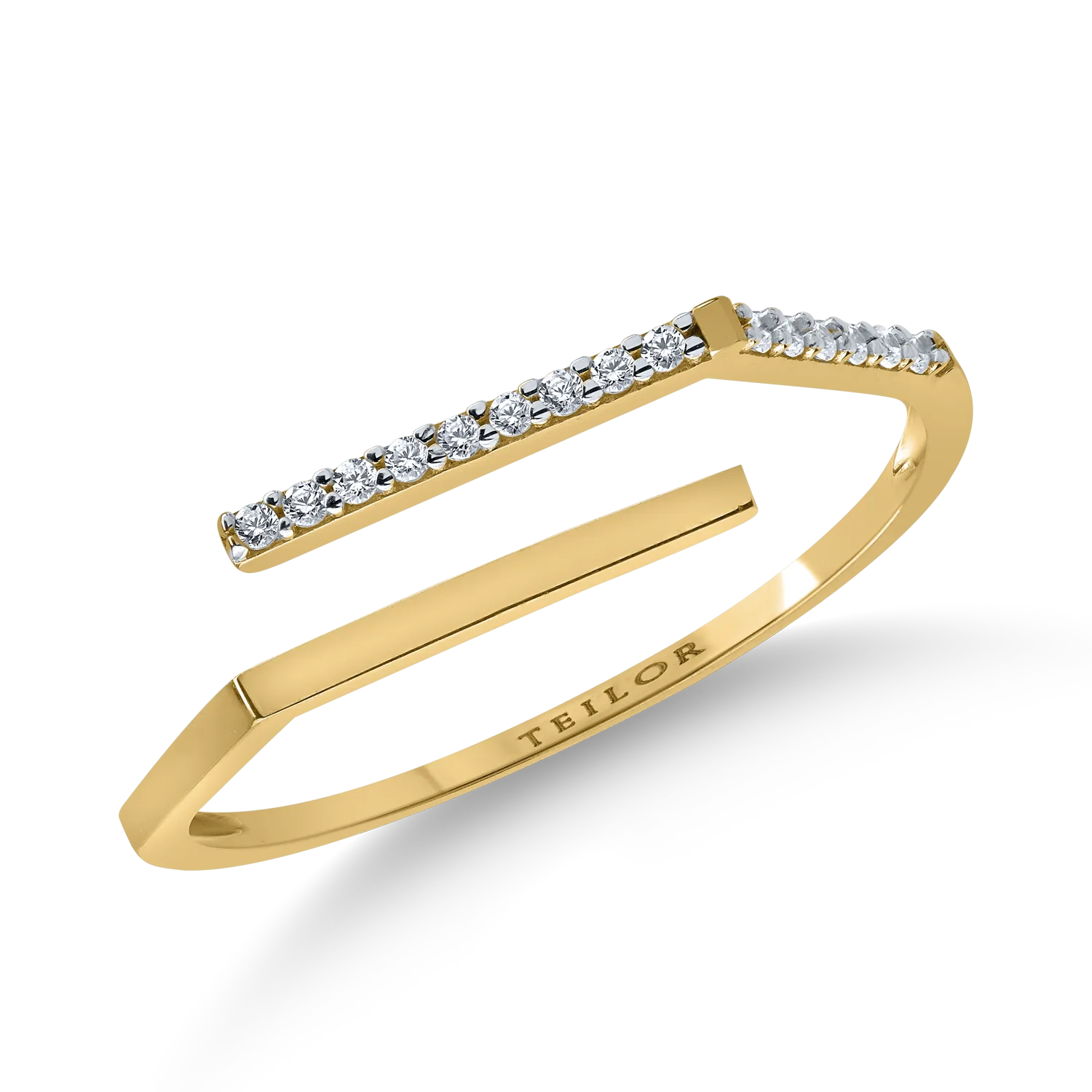 Inel geometric din aur galben cu zirconia microsetting-168386