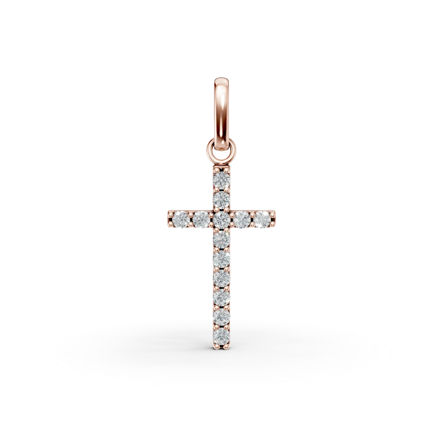 Pandantiv cruce din aur roz