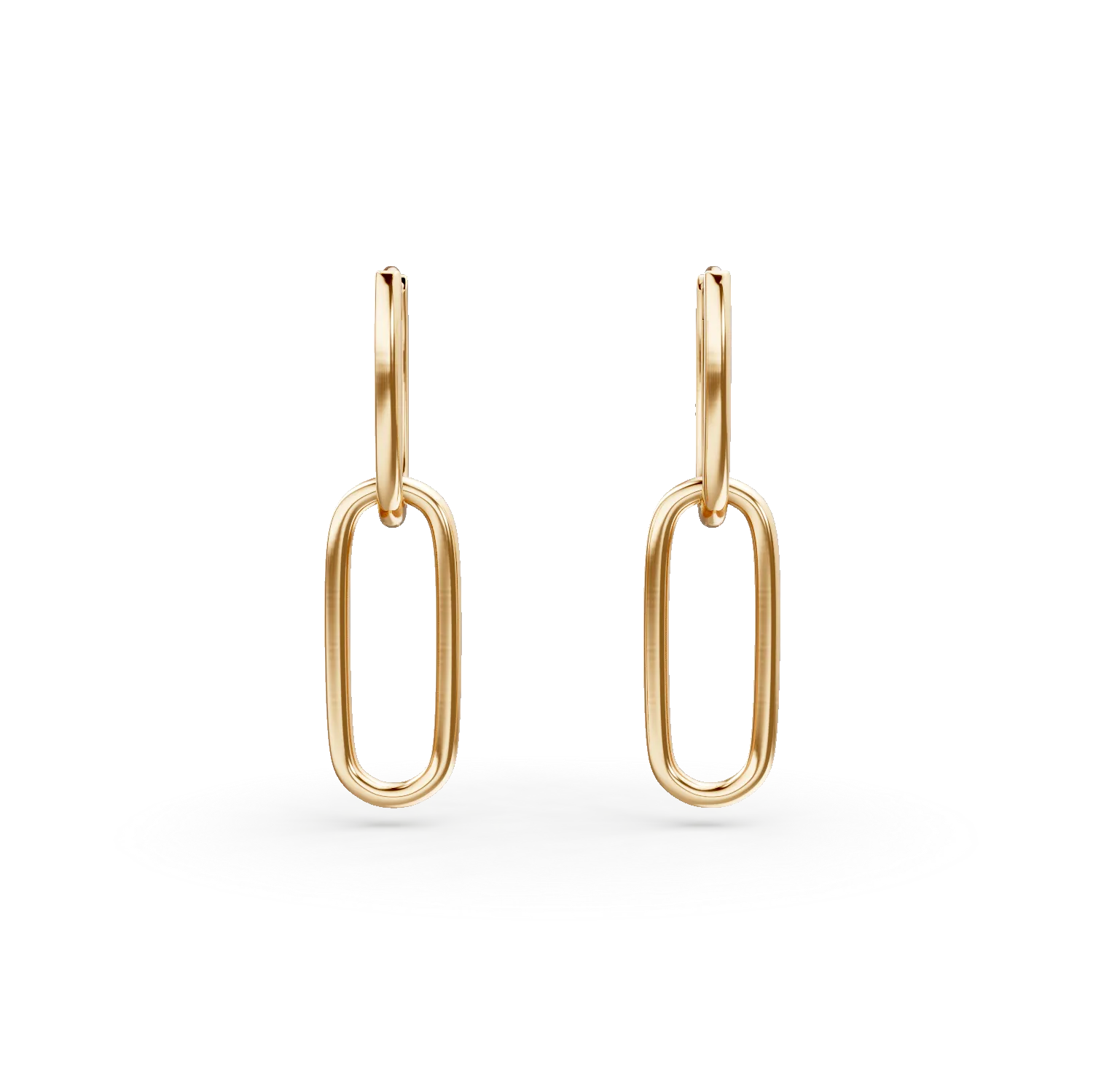 Yellow gold long geometric earrings