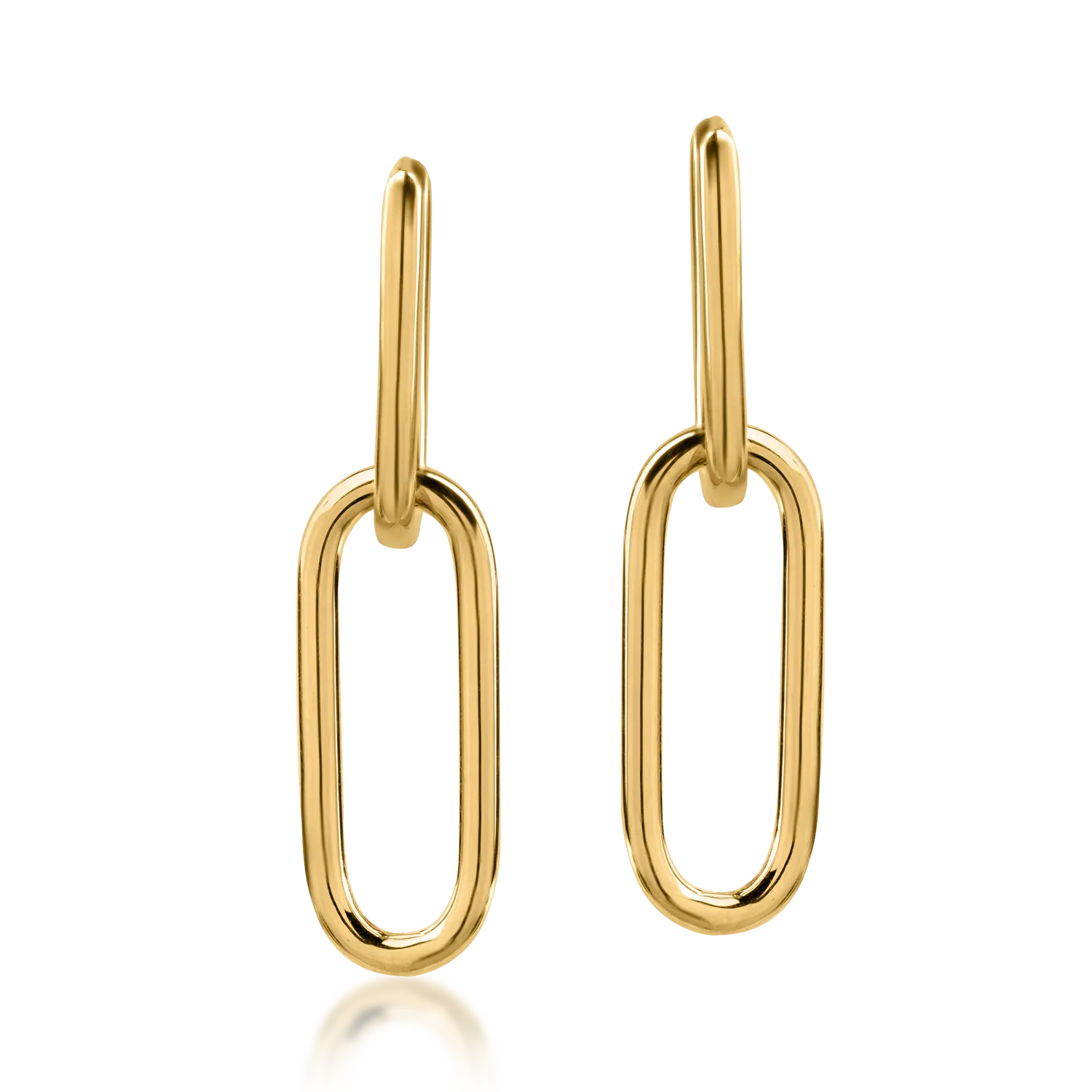 Yellow gold long geometric earrings