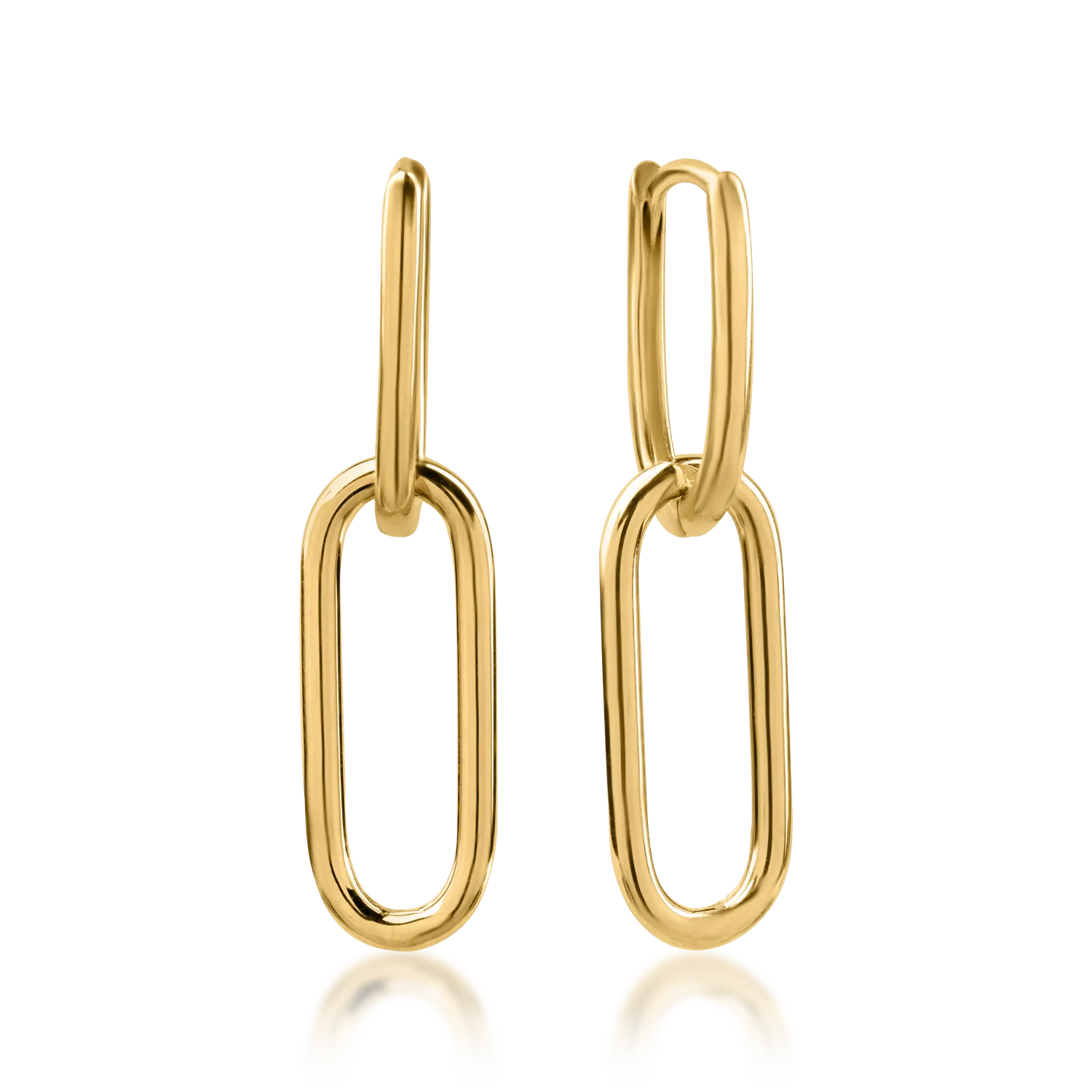 Yellow gold long geometric earrings