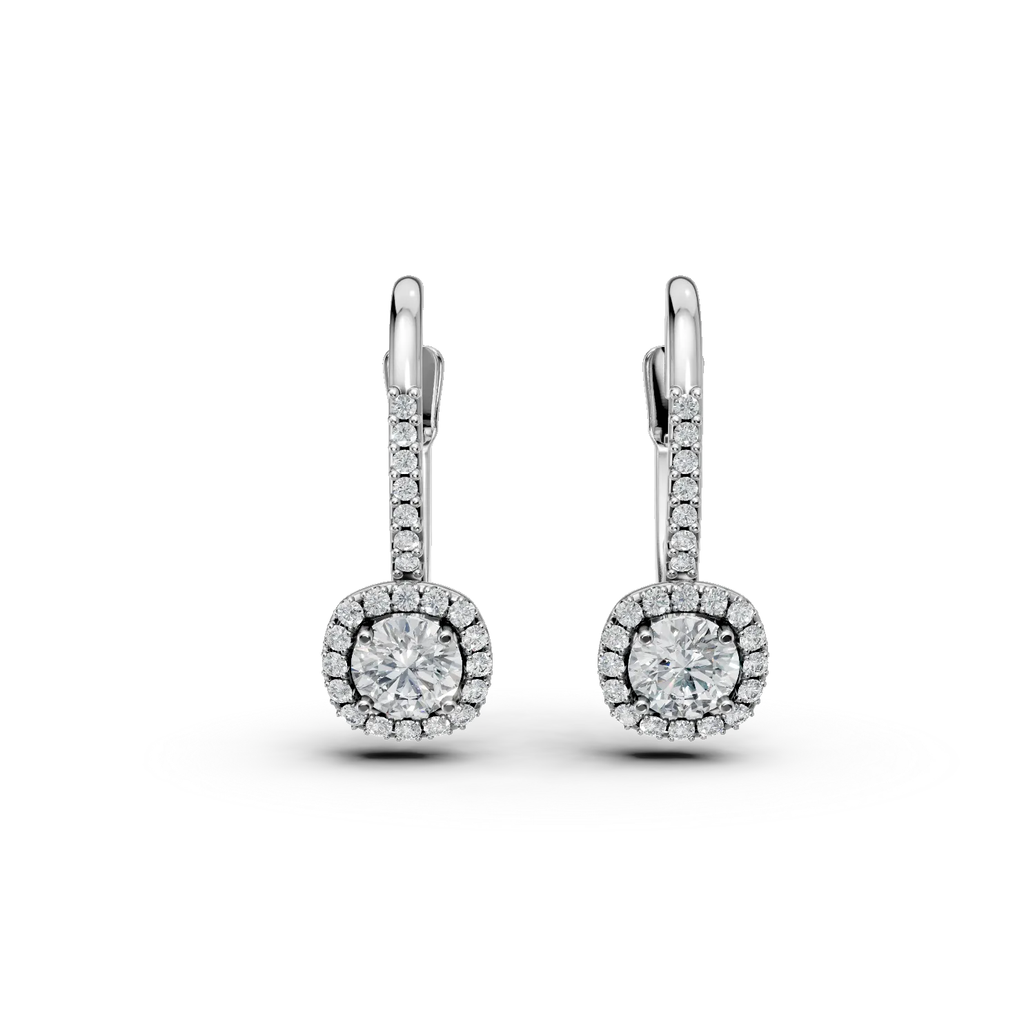 White gold on-ear earrings with zirconia