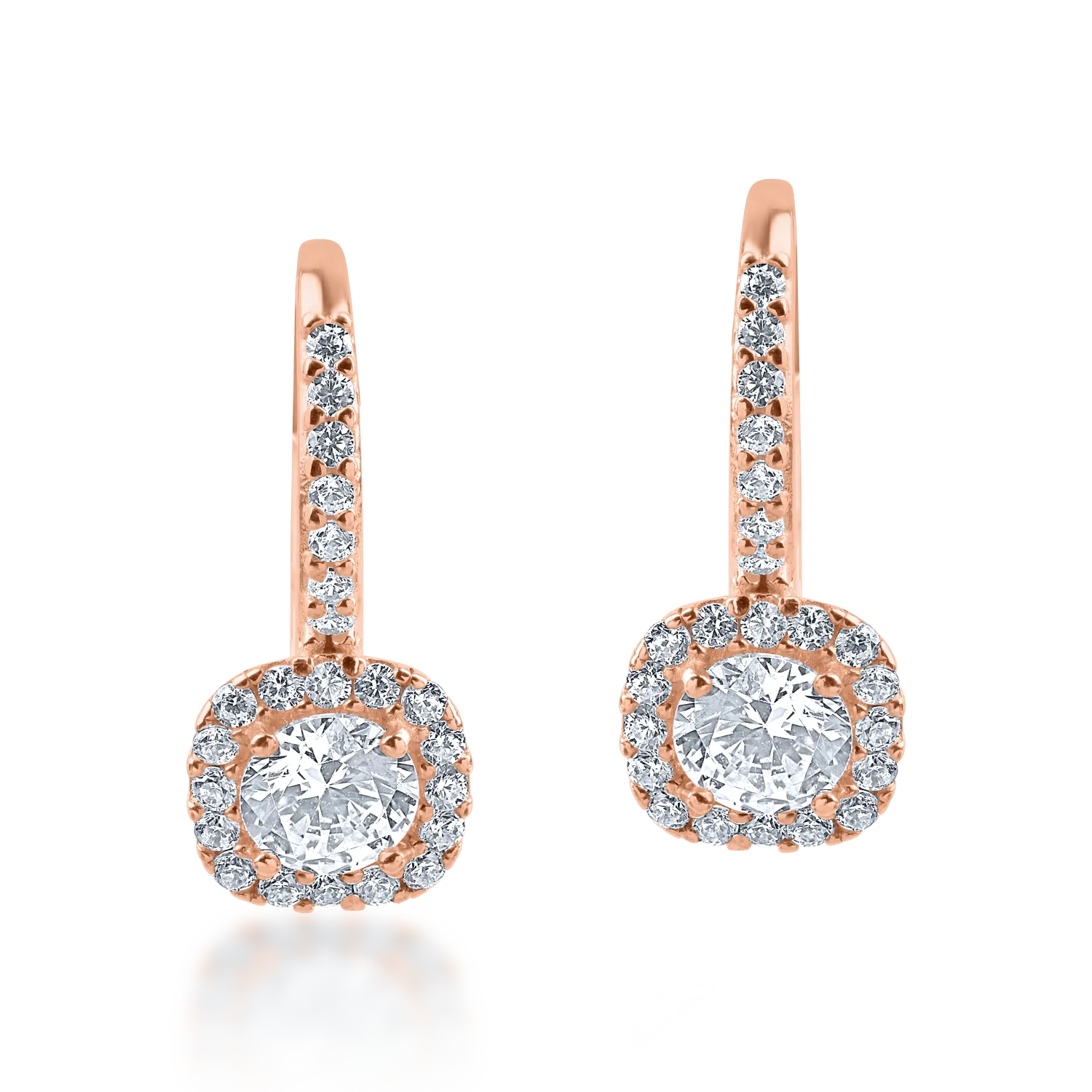 Rose gold on-ear earrings with zirconia