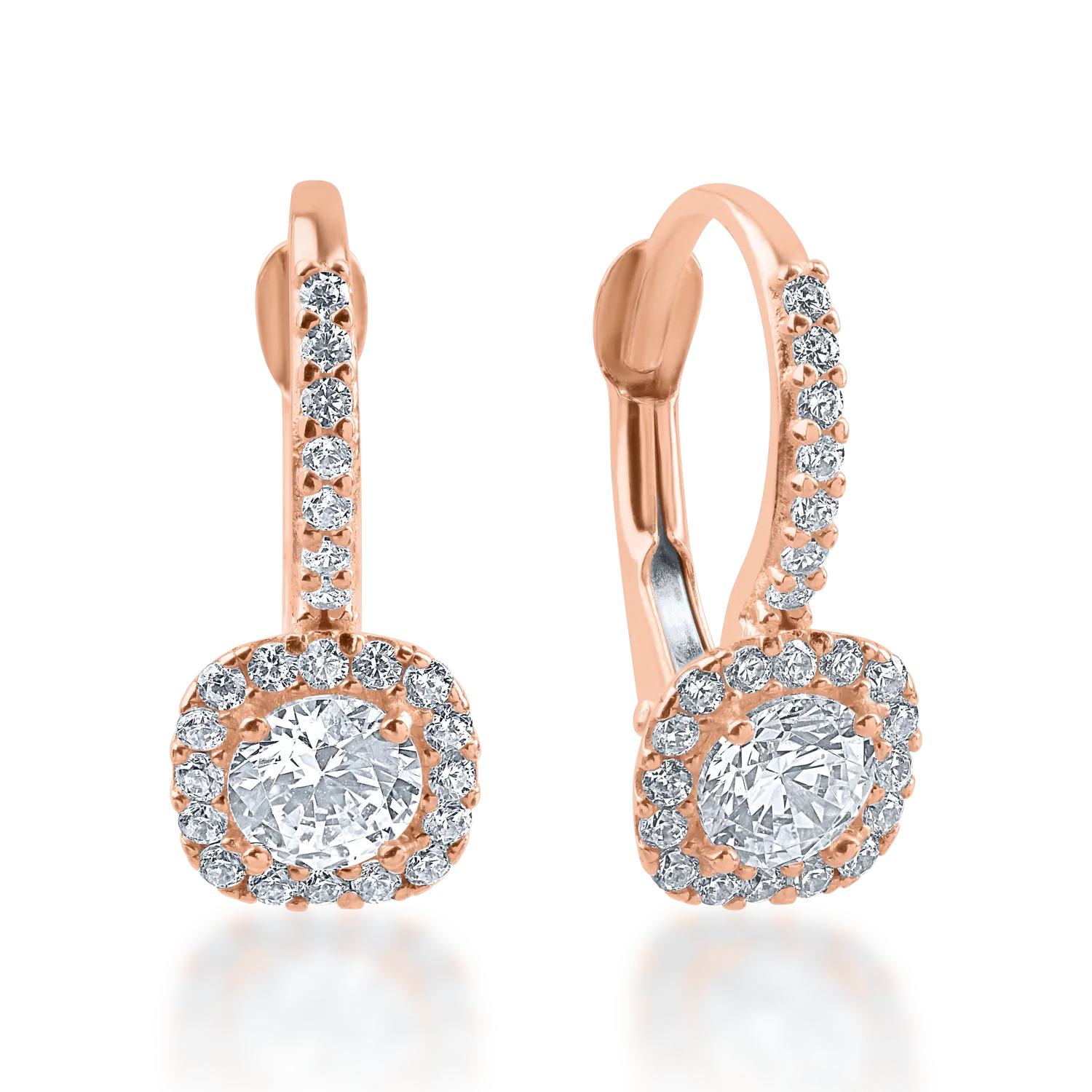 Rose gold on-ear earrings with zirconia