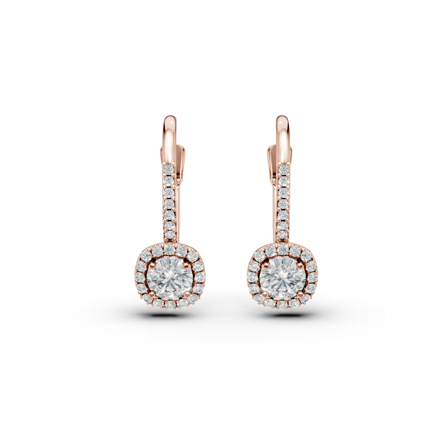 Cercei on-ear din aur roz cu zirconia-167548