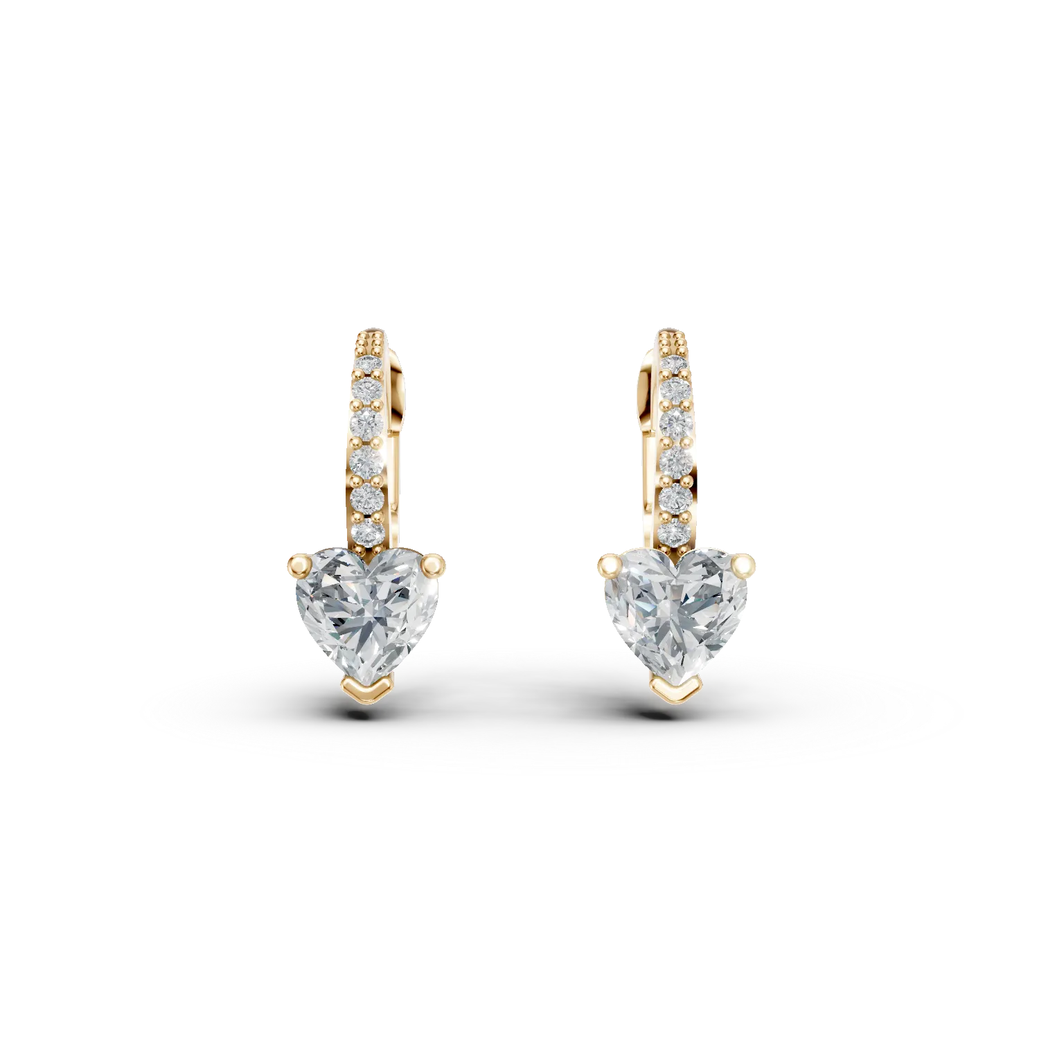 Yellow gold on-ear earrings with zirconia