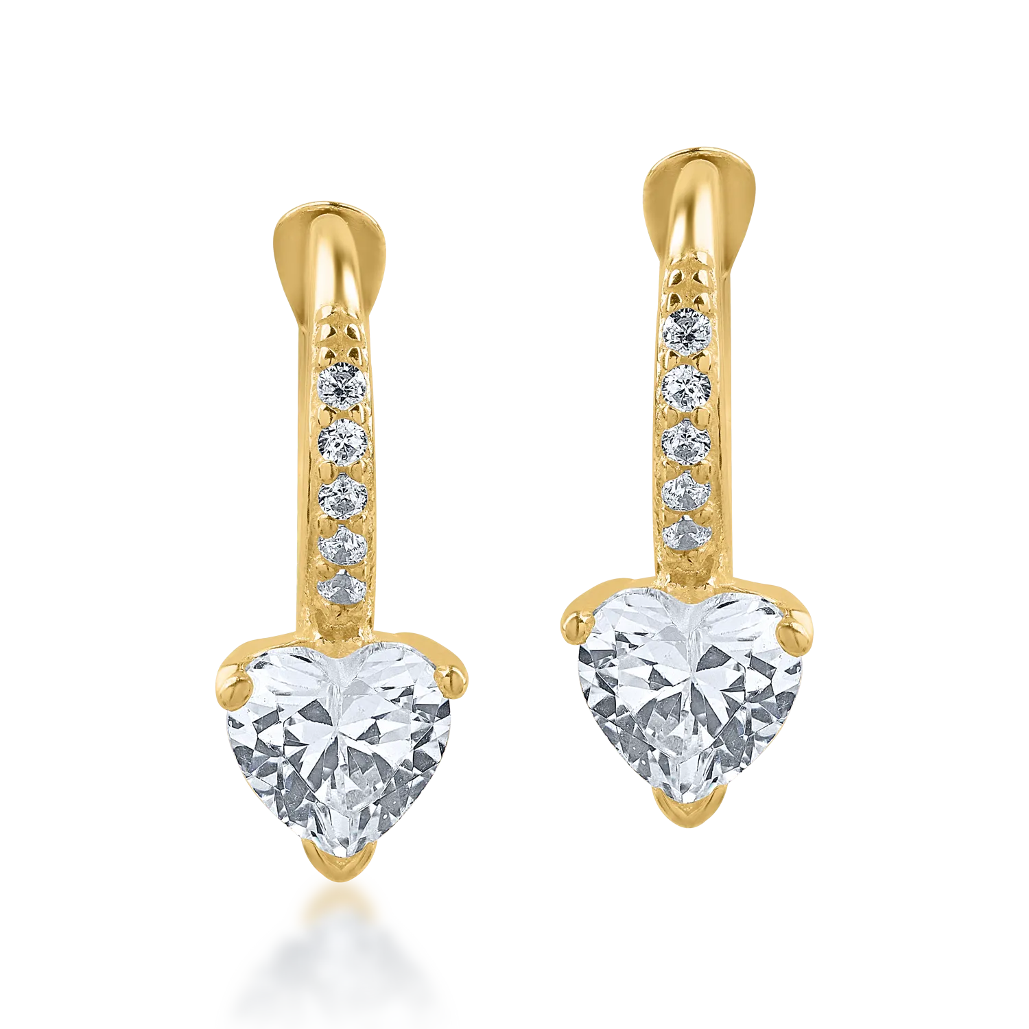 Yellow gold on-ear earrings with zirconia