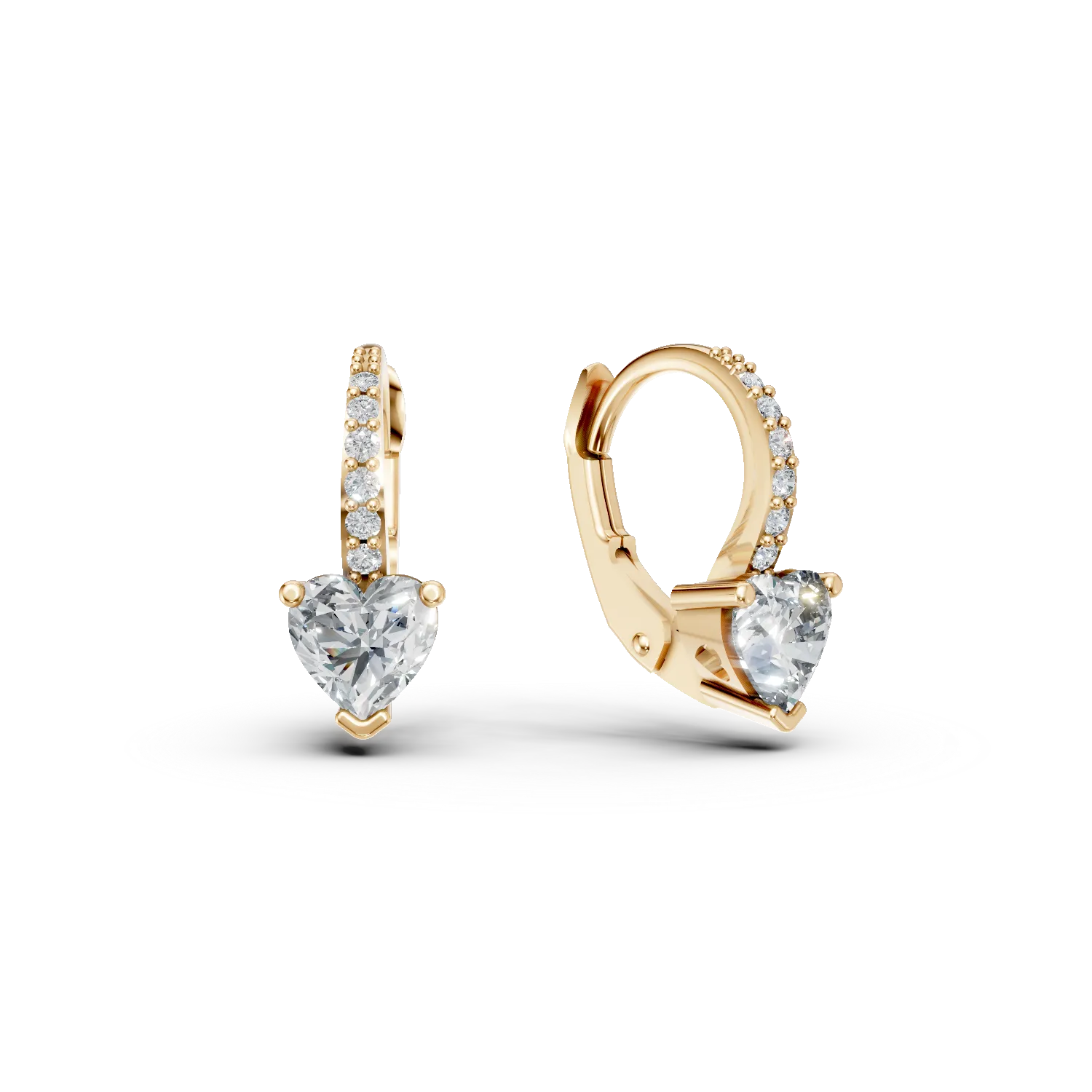 Cercei on-ear din aur galben cu zirconia
