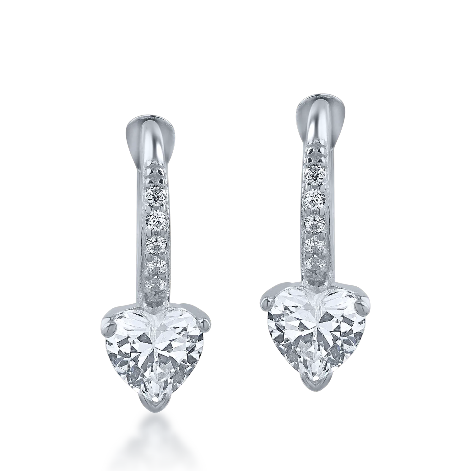 White gold on-ear earrings with zirconia