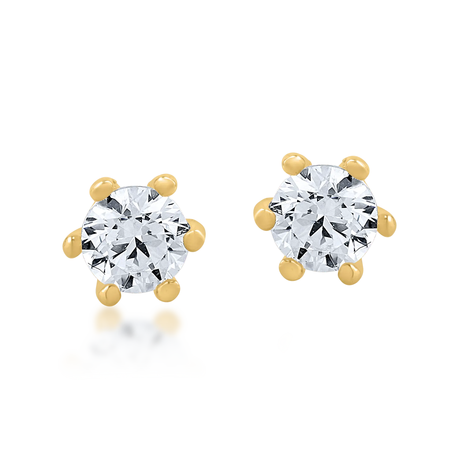 Cercei stud din aur galben cu zirconia - 1 | YEO