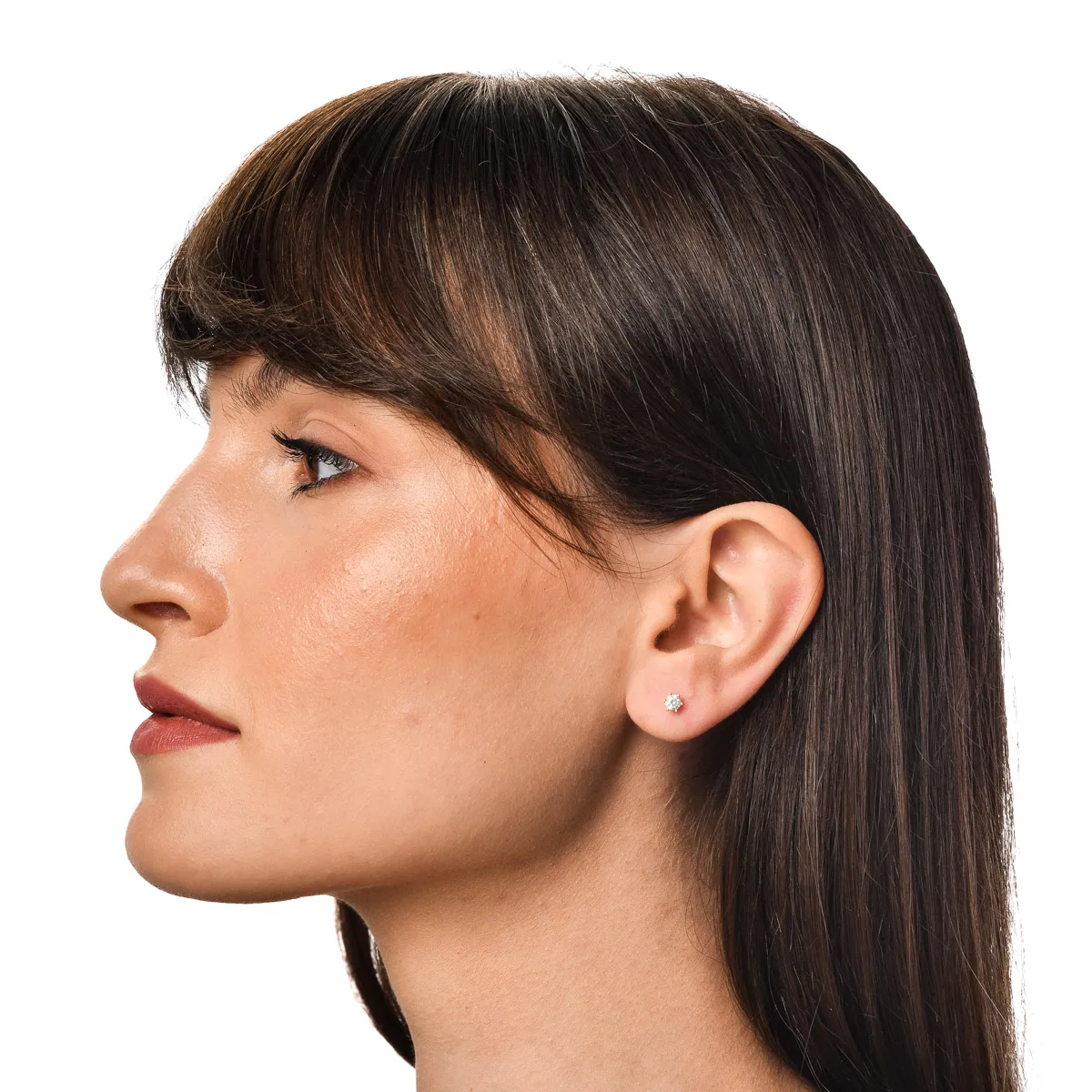 Cercei stud din aur galben cu zirconia - imagine 3