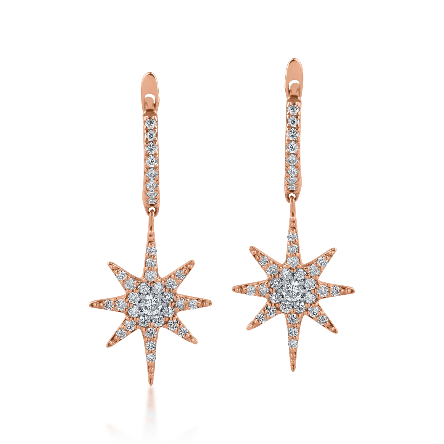 Rose gold star earrings with 0.46ct diamonds