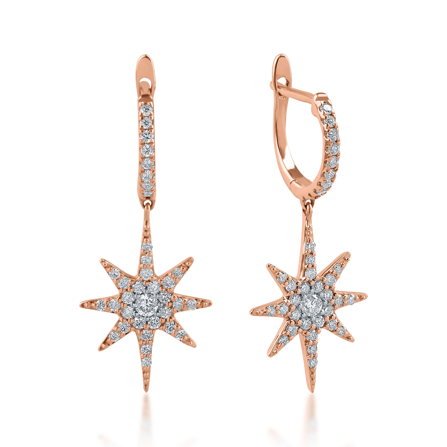 Rose gold star earrings with 0.46ct diamonds