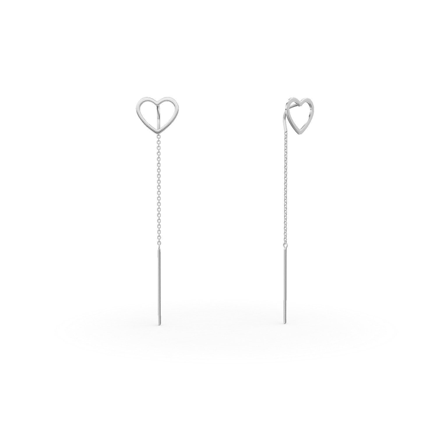 Cercei lungi cu inima din aur alb