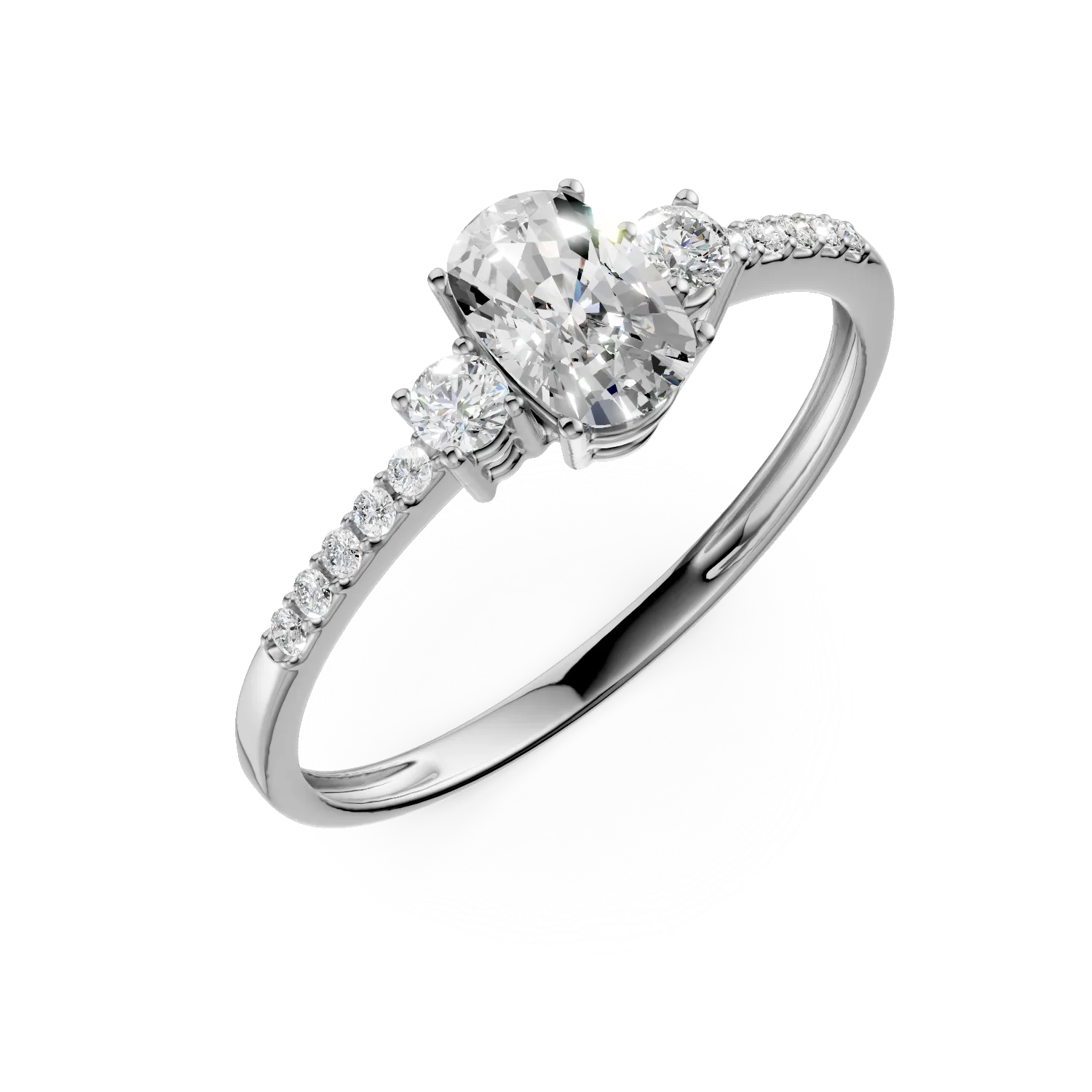 White gold engagement ring with microsetting zirconia