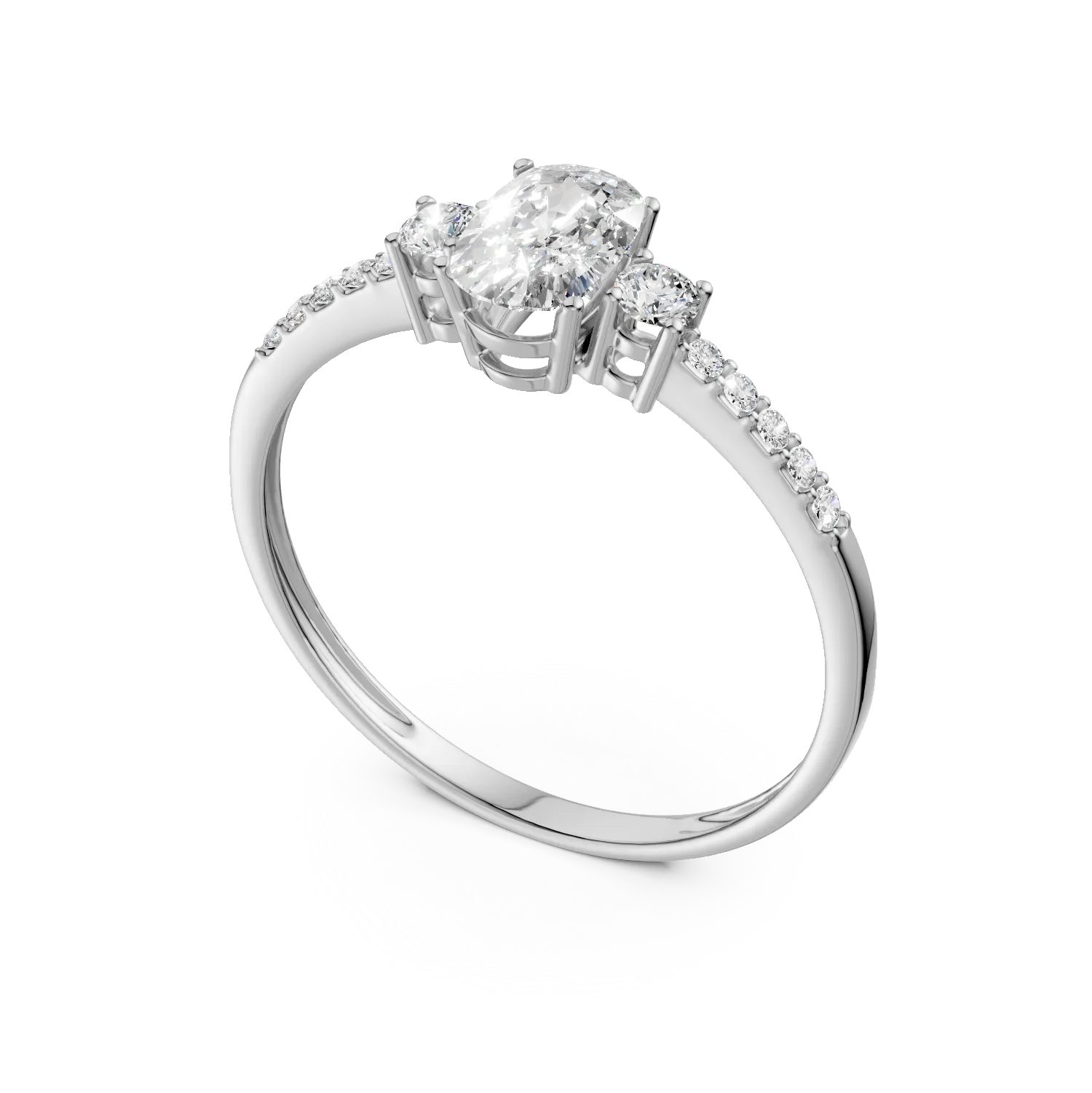 Inel de logodna din aur alb cu zirconia microsetting - Imagine 2