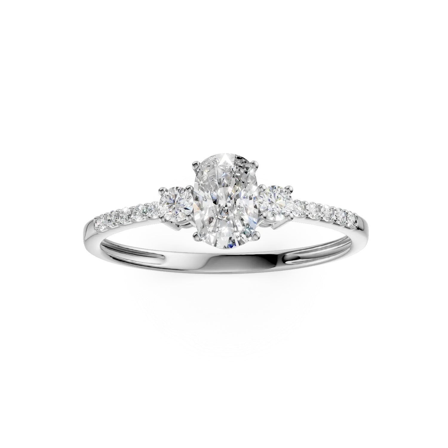 Inel de logodna din aur alb cu zirconia microsetting - Imagine 3