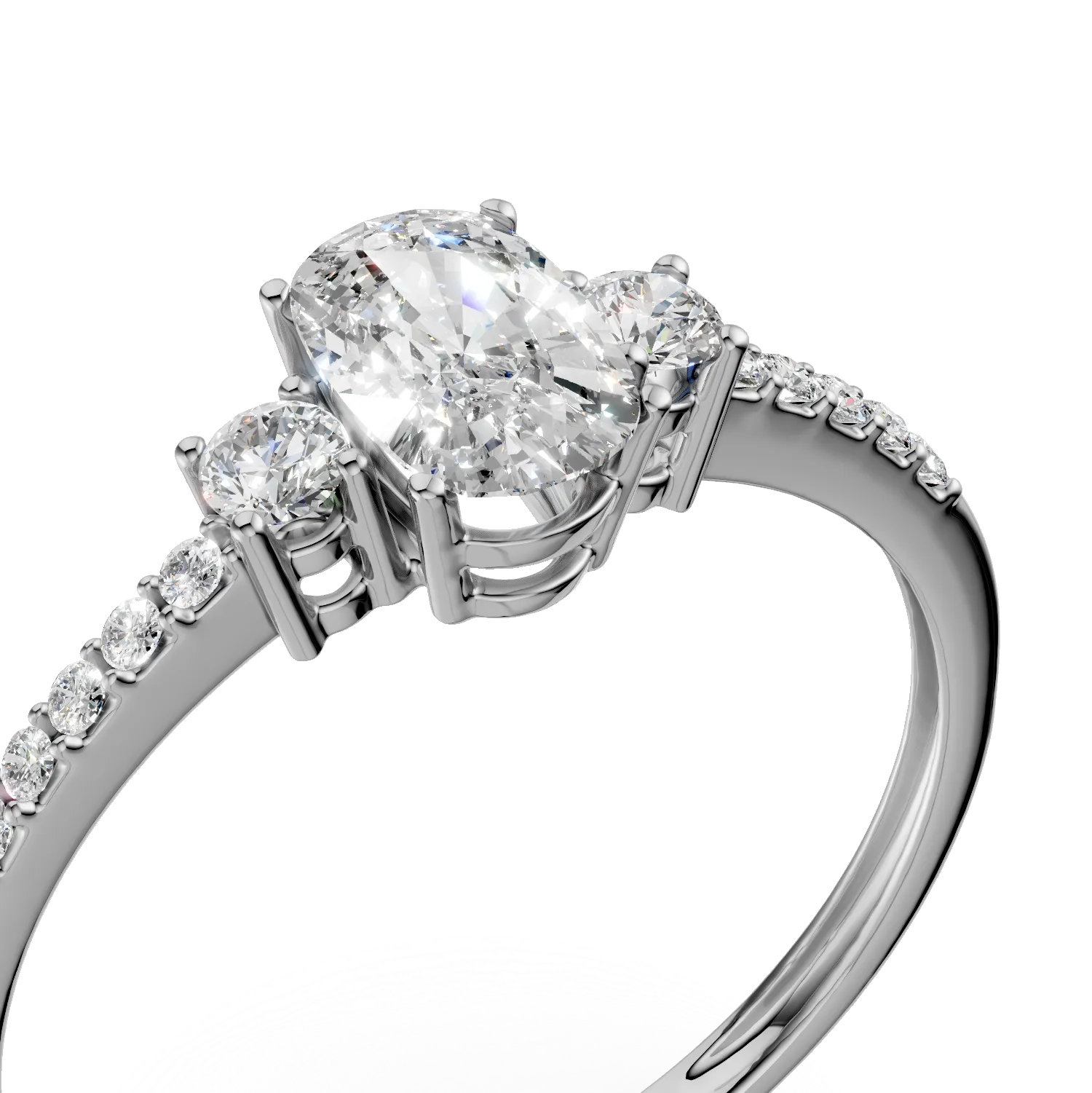 Inel de logodna din aur alb cu zirconia microsetting - Imagine 4